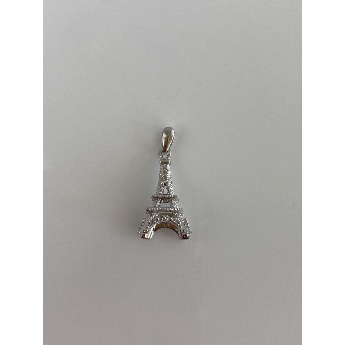 Vintage Solid 10k White Gold Eiffel Tower Charm