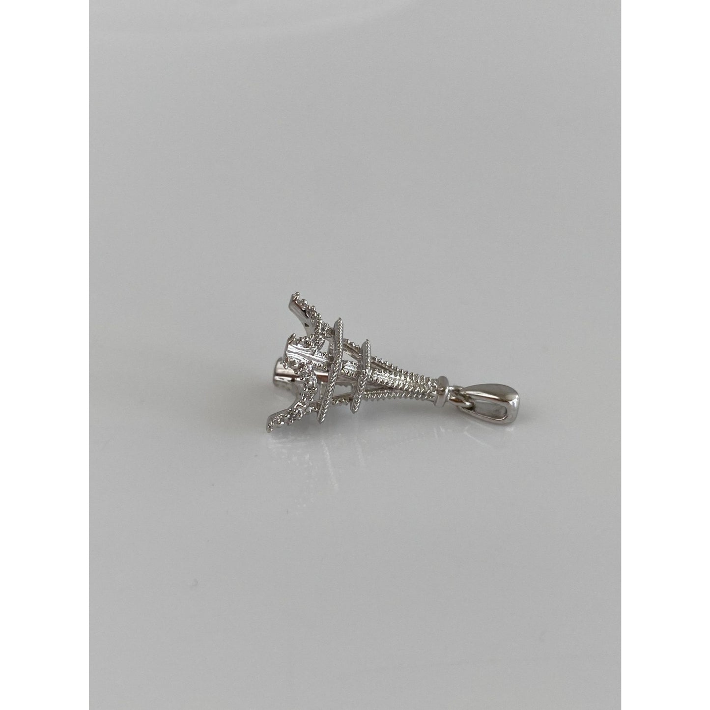 Vintage Solid 10k White Gold Eiffel Tower Charm