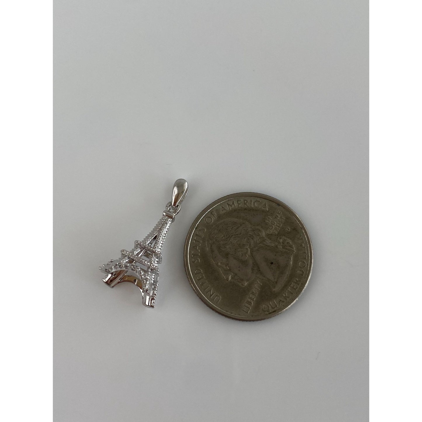 Vintage Solid 10k White Gold Eiffel Tower Charm