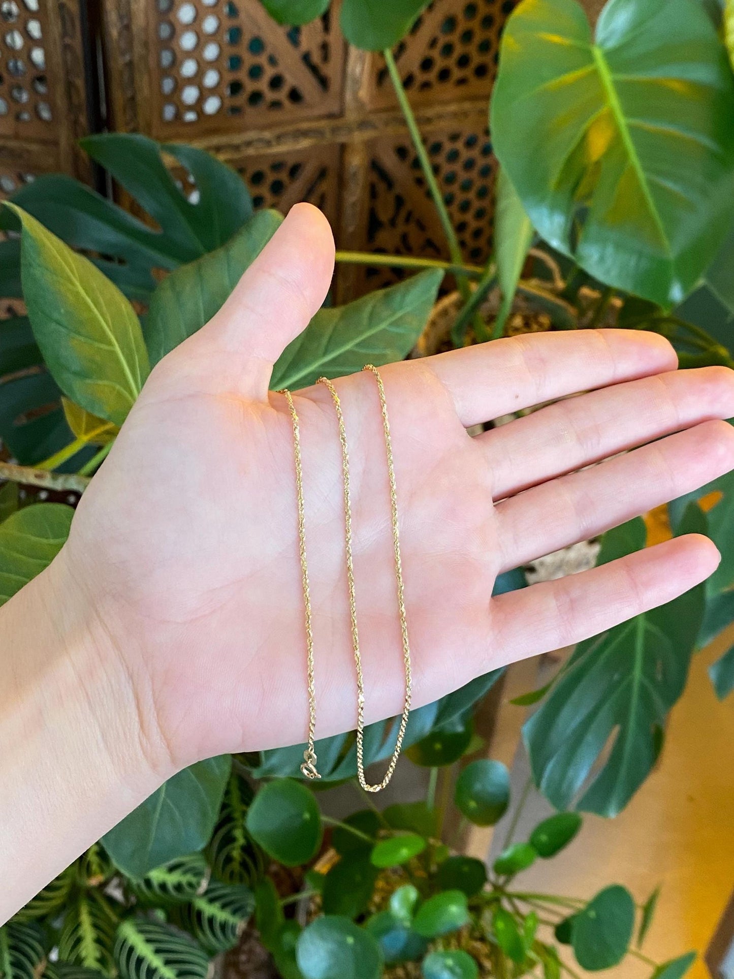 Vintage 14k Yellow Gold Slim Rope Chain Necklace - 24.75 inches