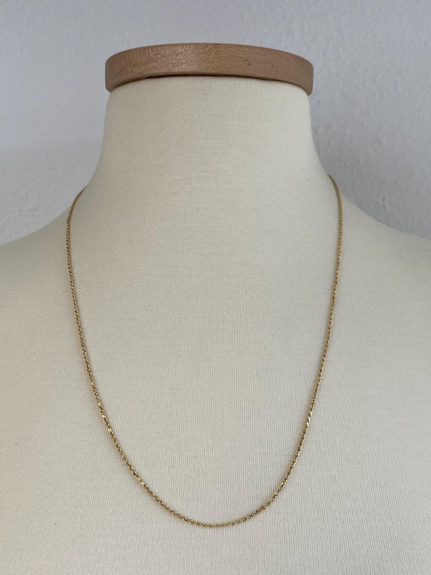 Vintage 14k Yellow Gold Slim Rope Chain Necklace - 24.75 inches