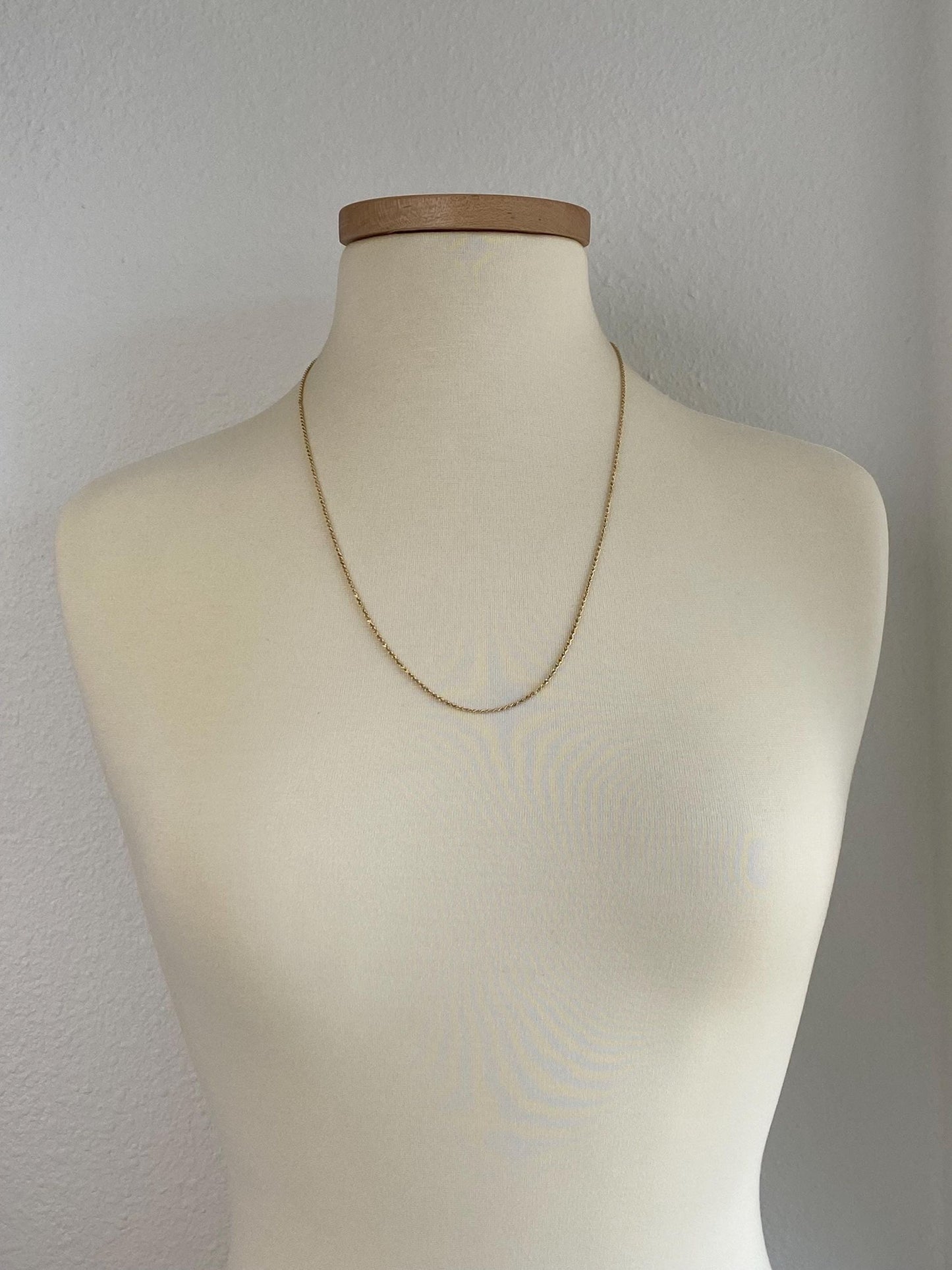 Vintage 14k Yellow Gold Slim Rope Chain Necklace - 24.75 inches