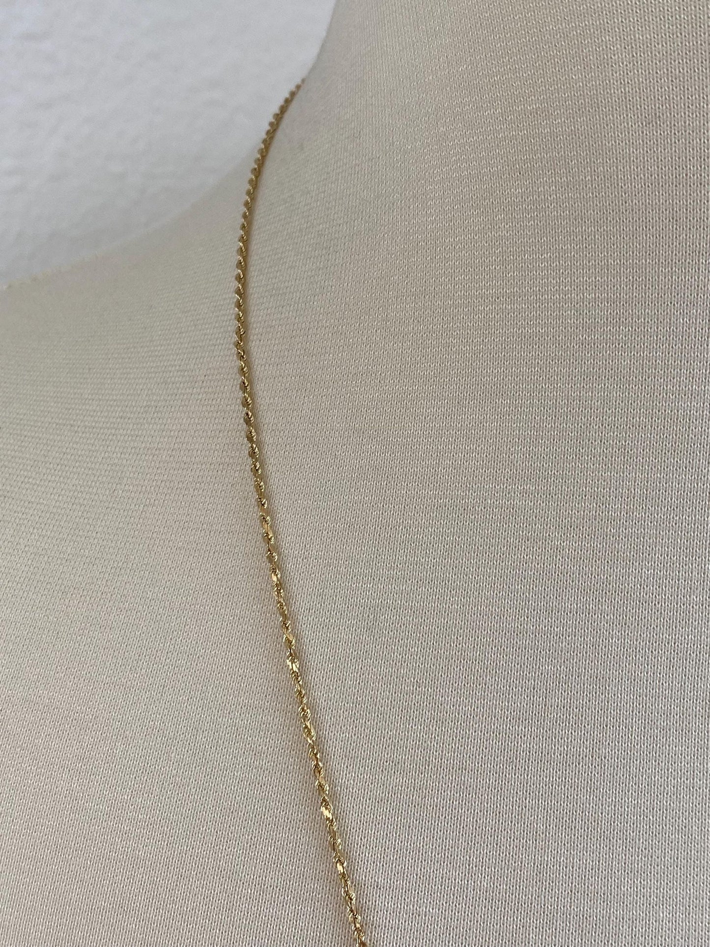 Vintage 14k Yellow Gold Slim Rope Chain Necklace - 24.75 inches