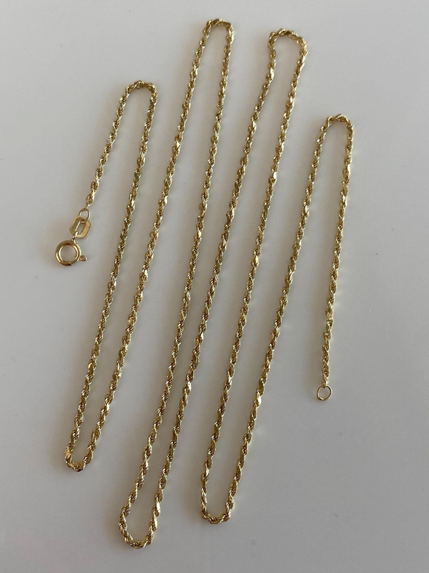 Vintage 14k Yellow Gold Slim Rope Chain Necklace - 24.75 inches