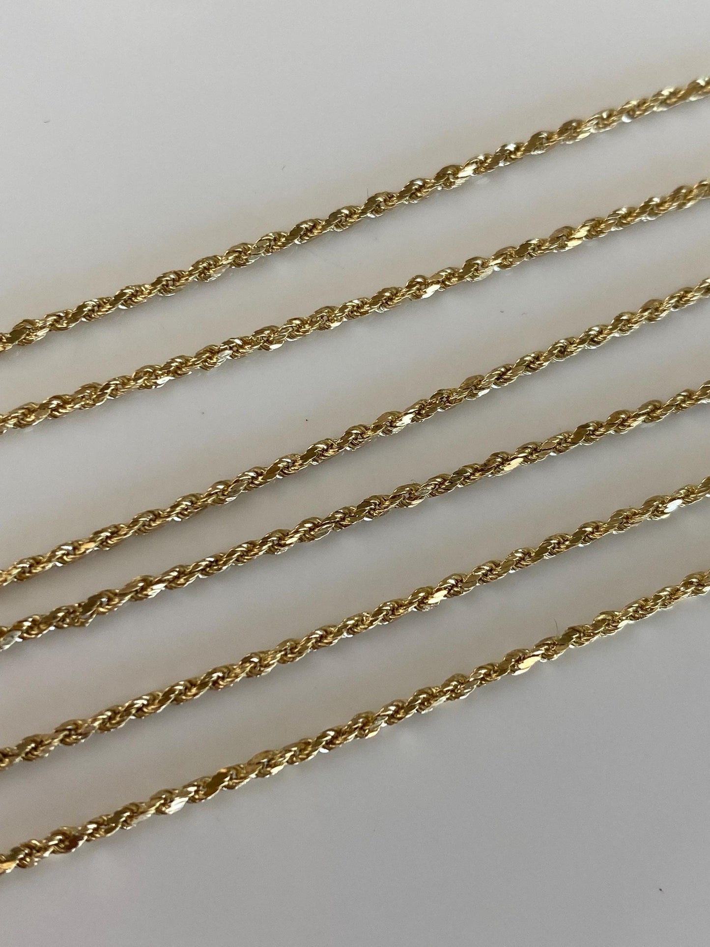 Vintage 14k Yellow Gold Slim Rope Chain Necklace - 24.75 inches