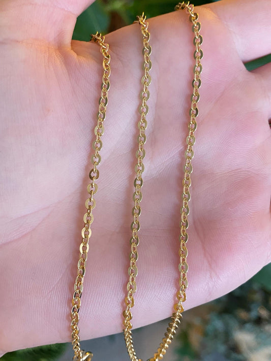 Vintage Solid 18k Yellow Gold Cable Chain Necklace - 22 inches