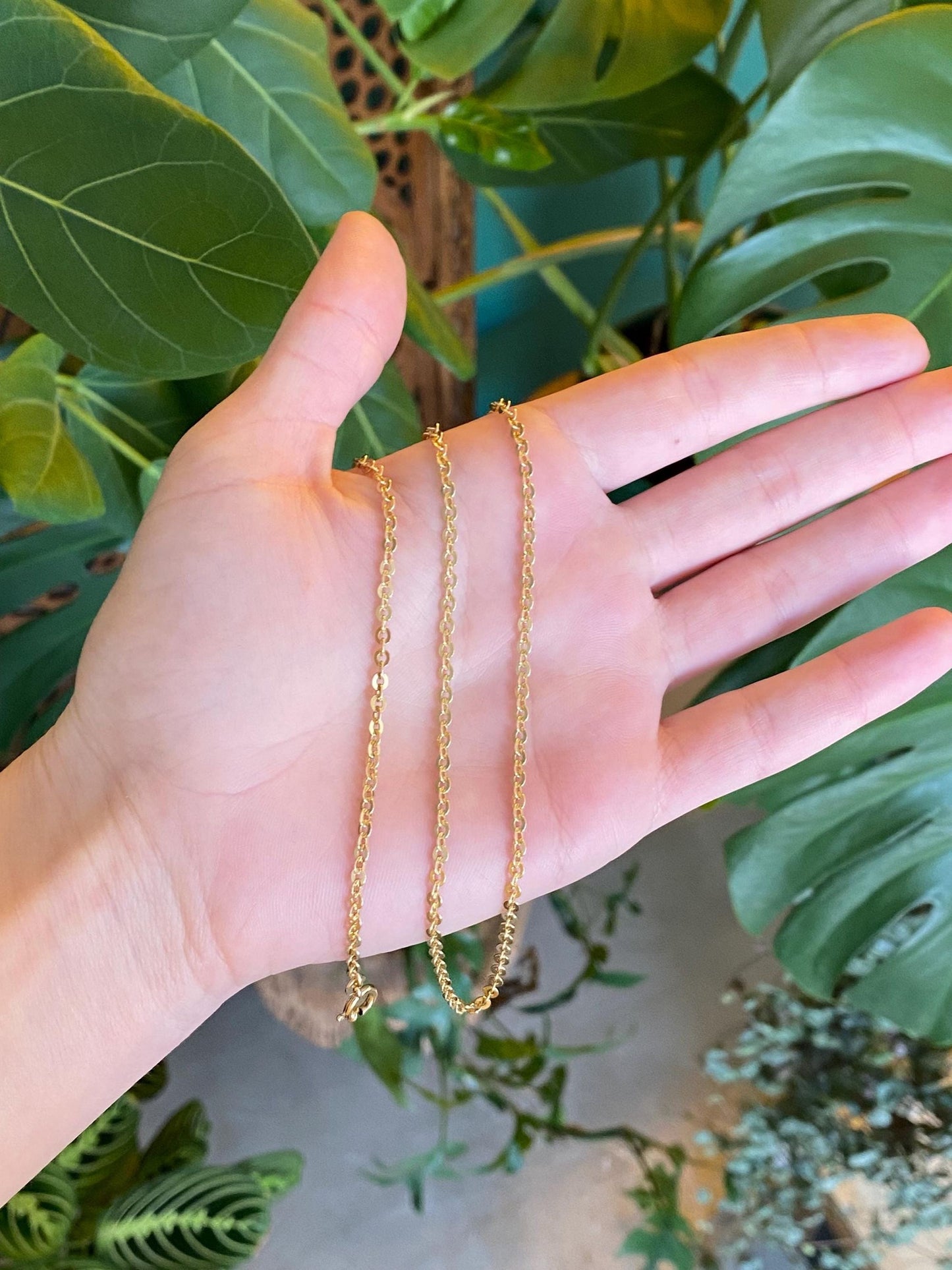 Vintage Solid 18k Yellow Gold Cable Chain Necklace - 22 inches