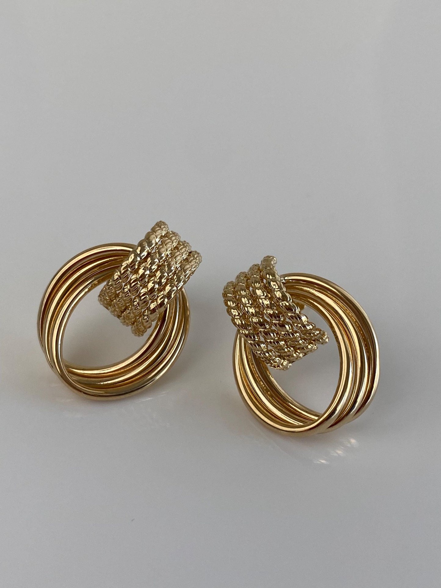 Vintage 14k Yellow Gold Layered Stud Earrings
