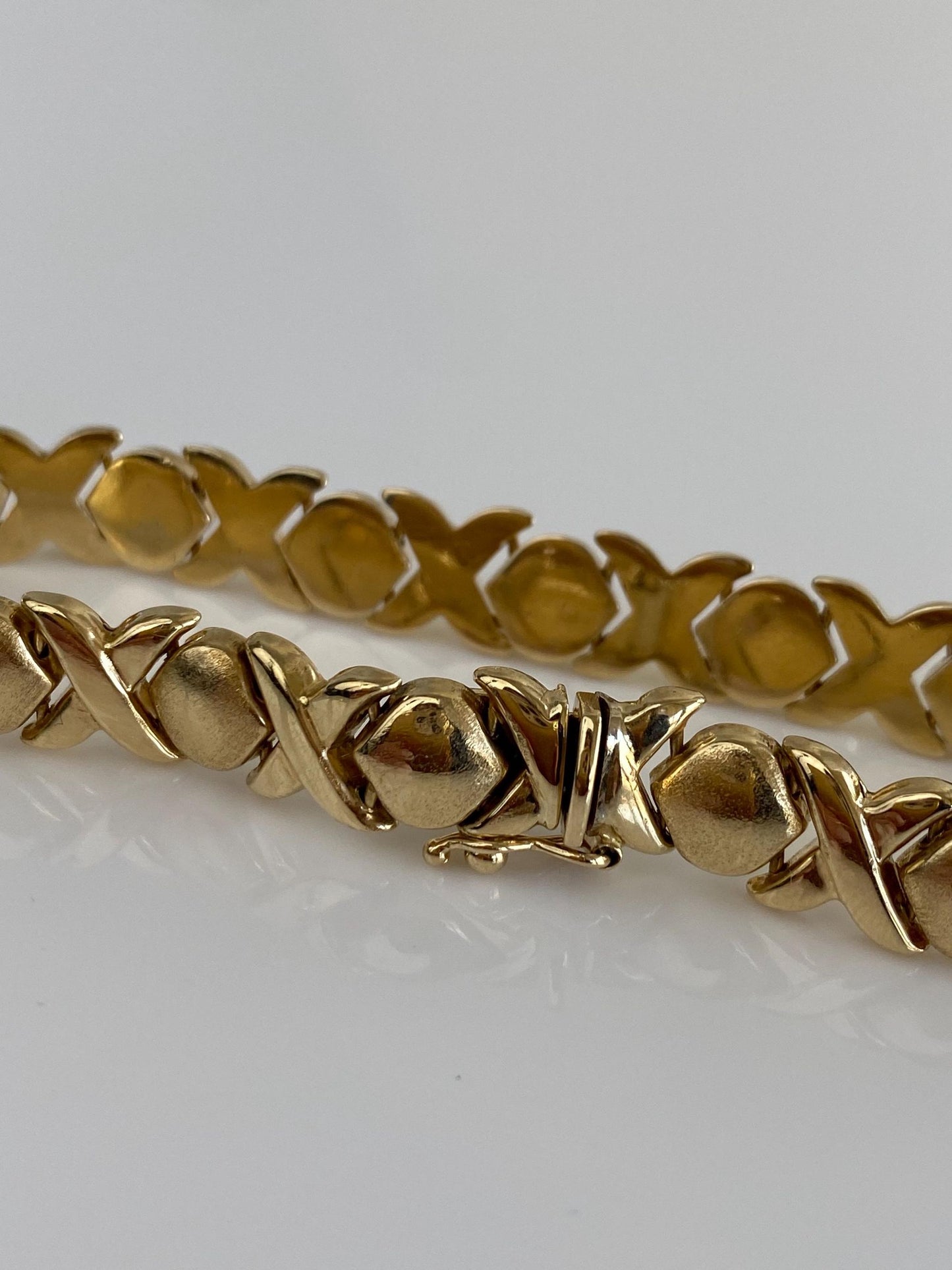 Vintage 14k Yellow Gold X Link Bracelet - 7.25 inches