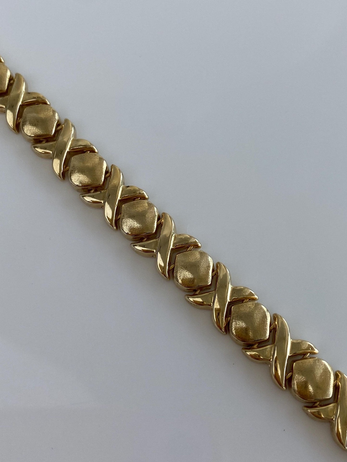 Vintage 14k Yellow Gold X Link Bracelet - 7.25 inches