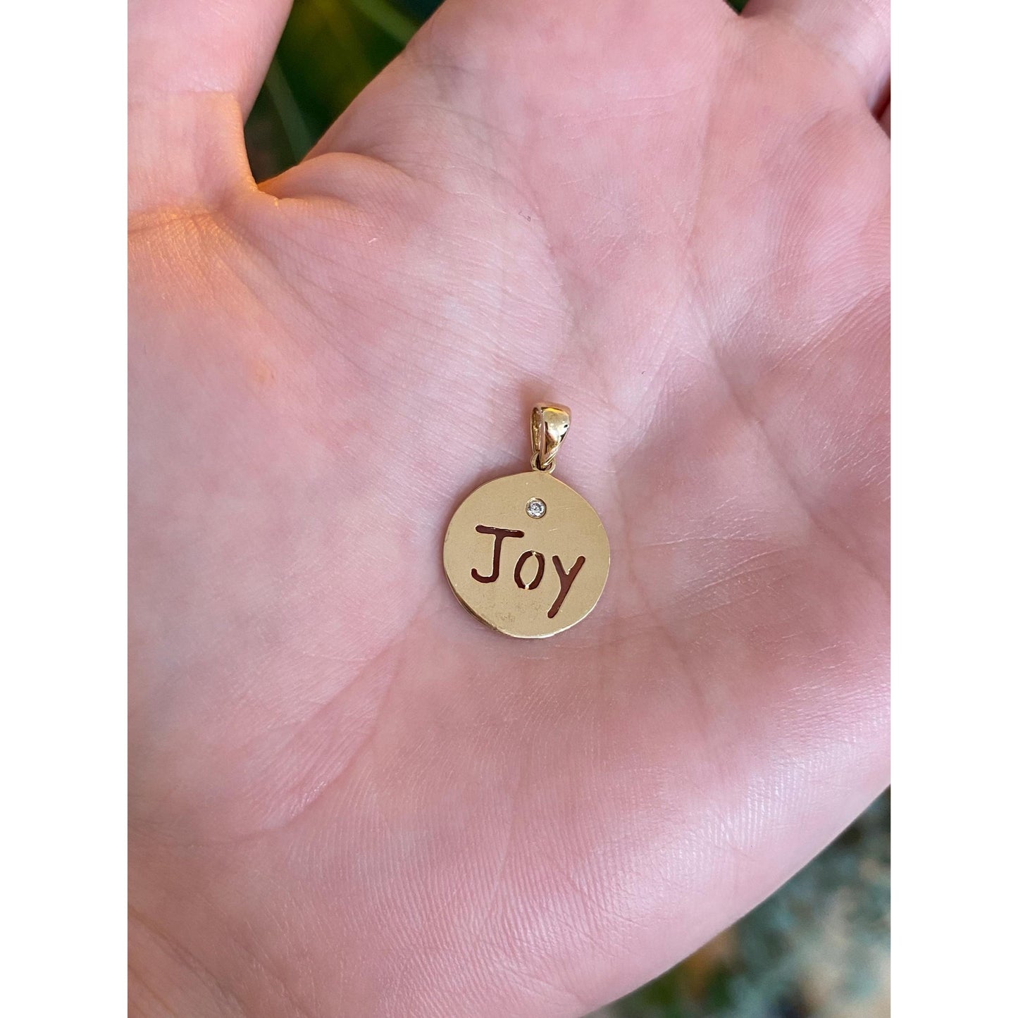 Solid 14k Yellow Gold Diamond Joy Charm