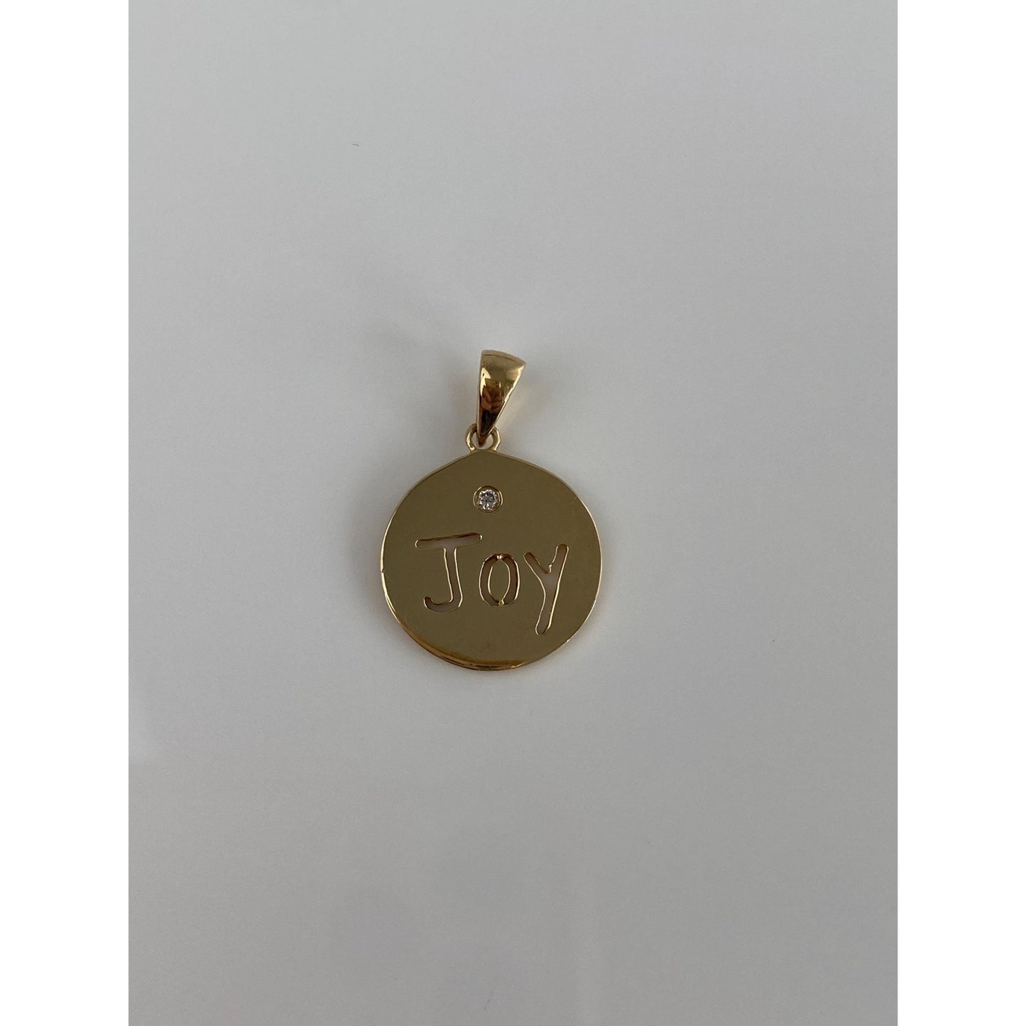 Solid 14k Yellow Gold Diamond Joy Charm