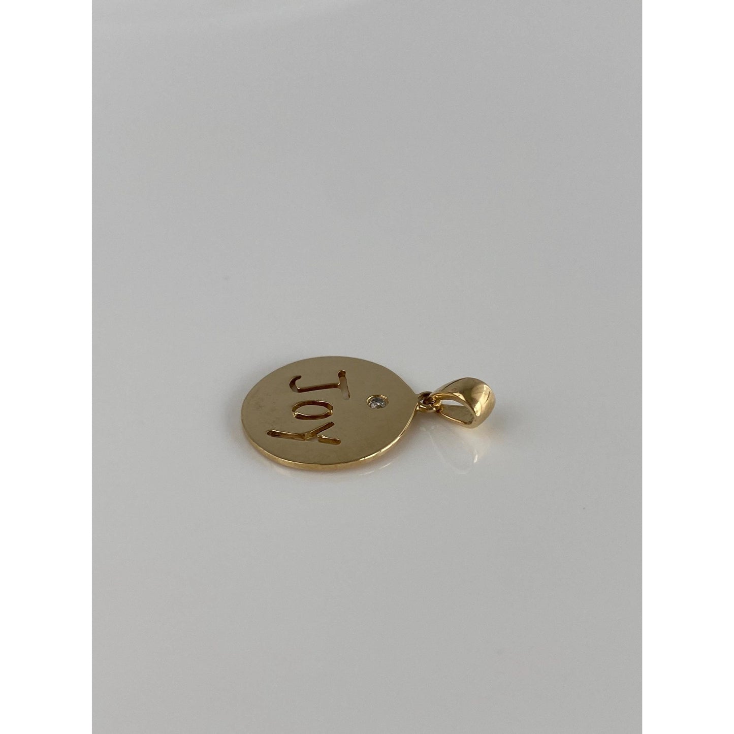 Solid 14k Yellow Gold Diamond Joy Charm