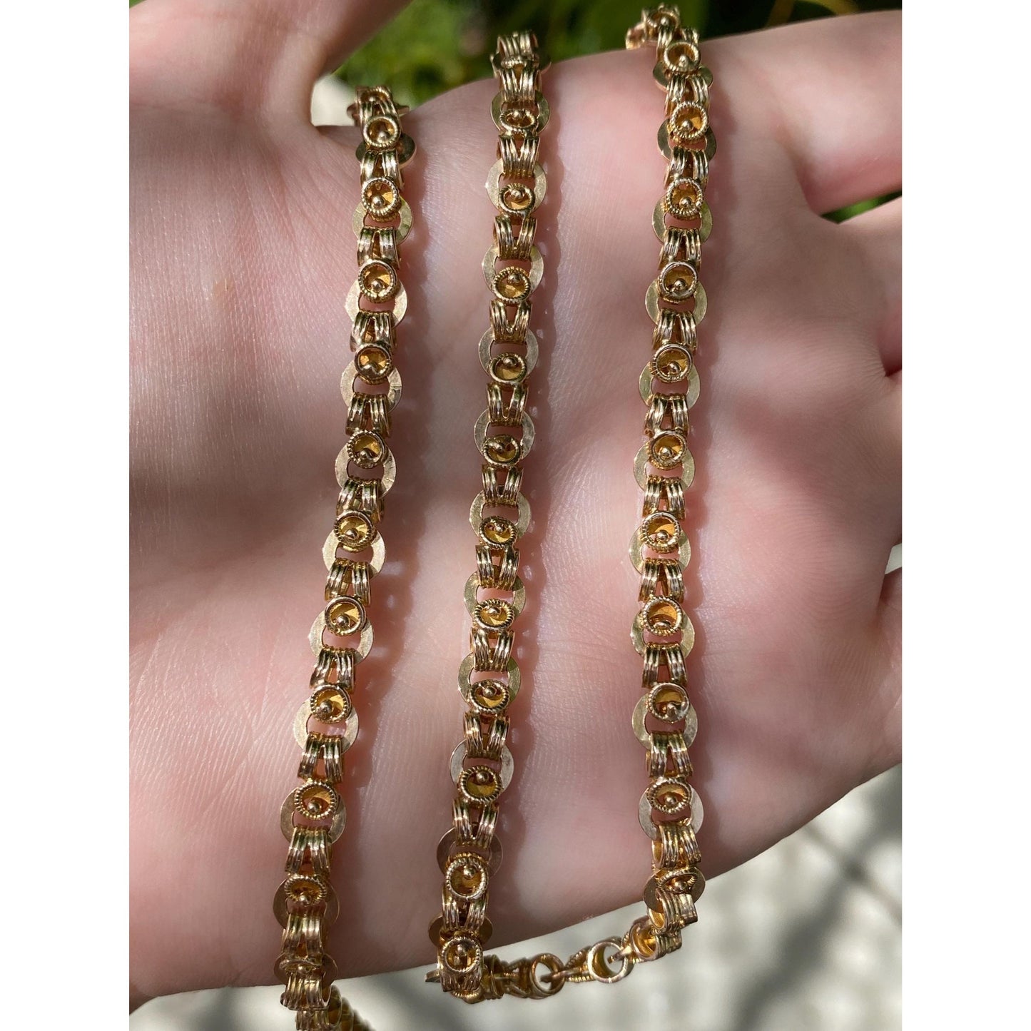 Vintage Solid 14k Yellow Gold Fancy Link Chain Necklace - 19.75 inches