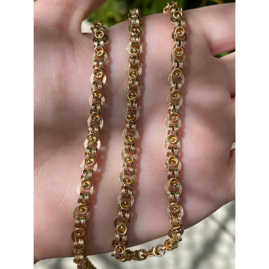 Vintage Solid 14k Yellow Gold Fancy Link Chain Necklace - 19.75 inches