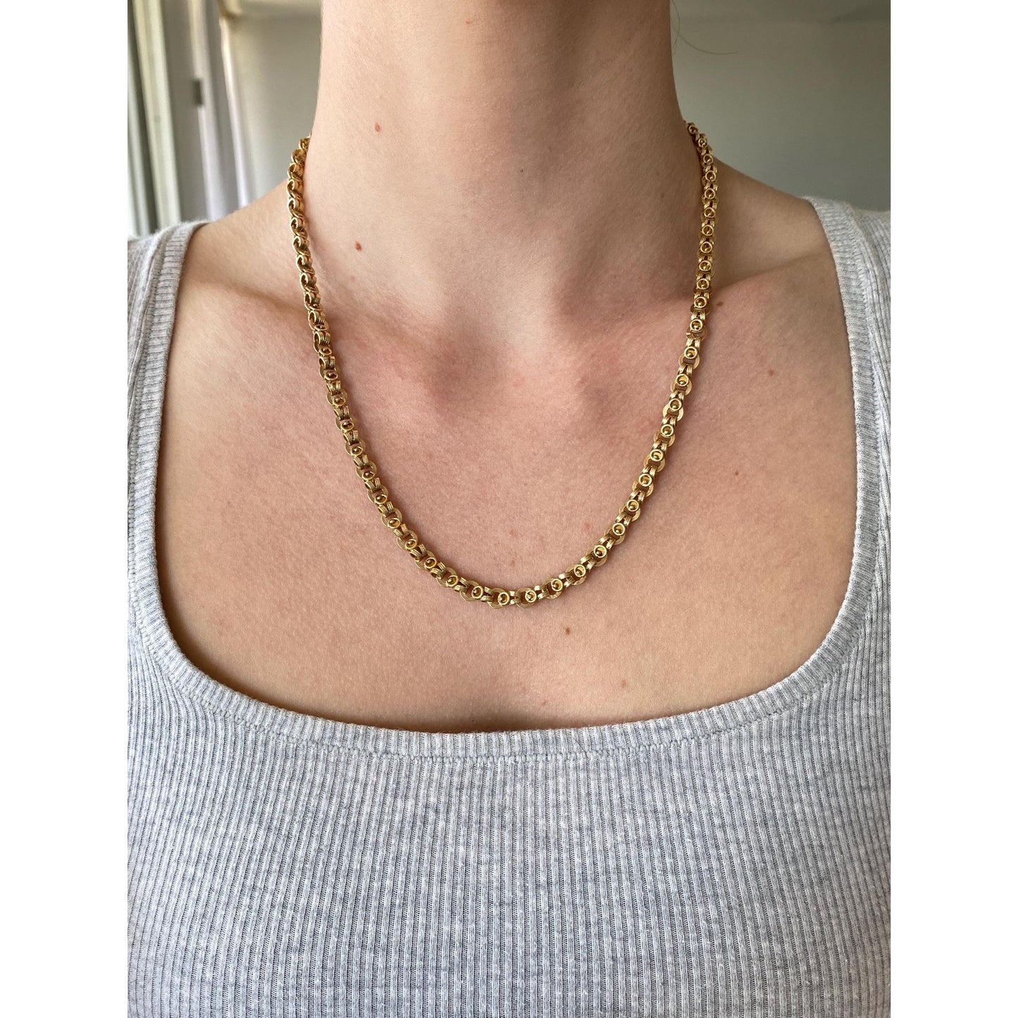 Vintage Solid 14k Yellow Gold Fancy Link Chain Necklace - 19.75 inches