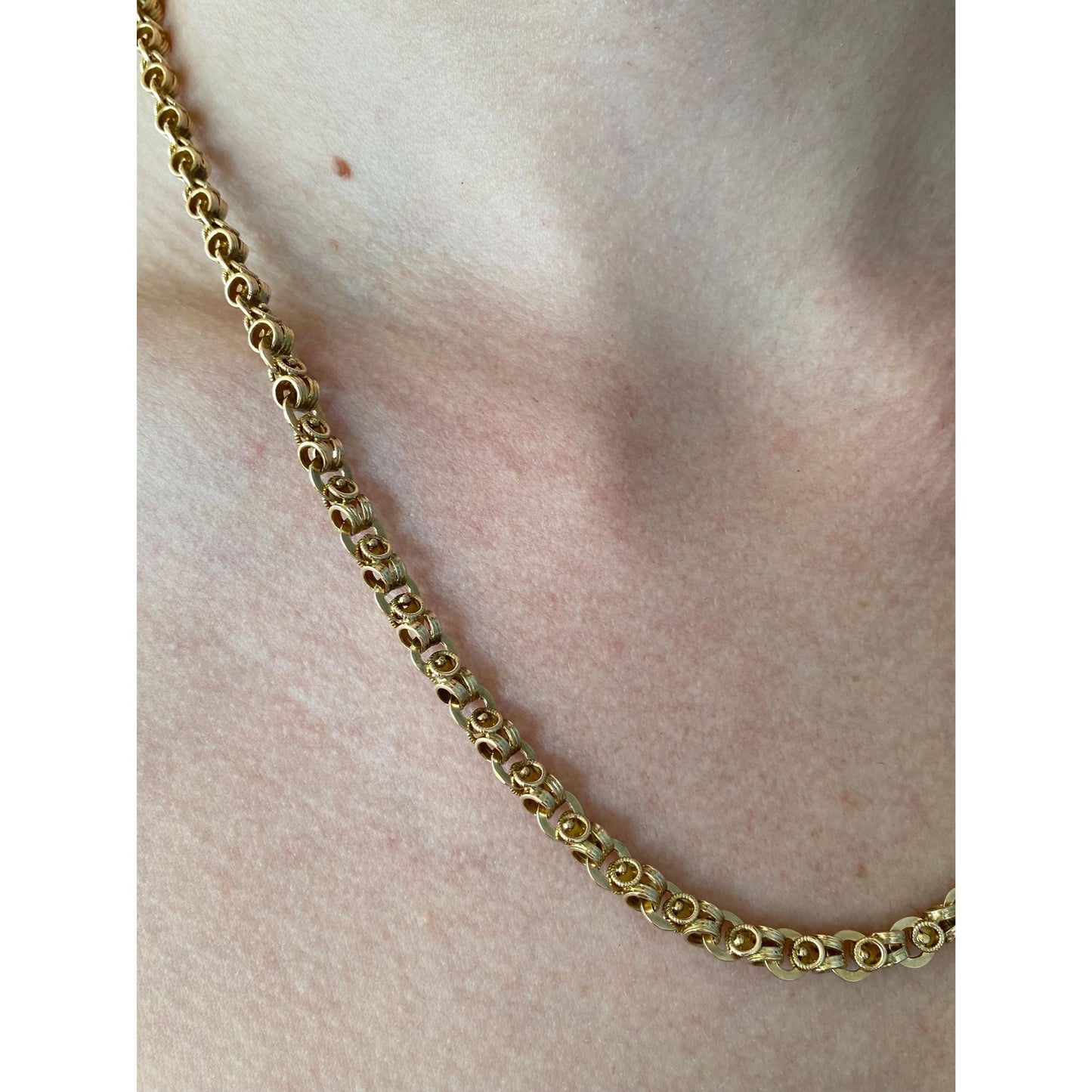 Vintage Solid 14k Yellow Gold Fancy Link Chain Necklace - 19.75 inches