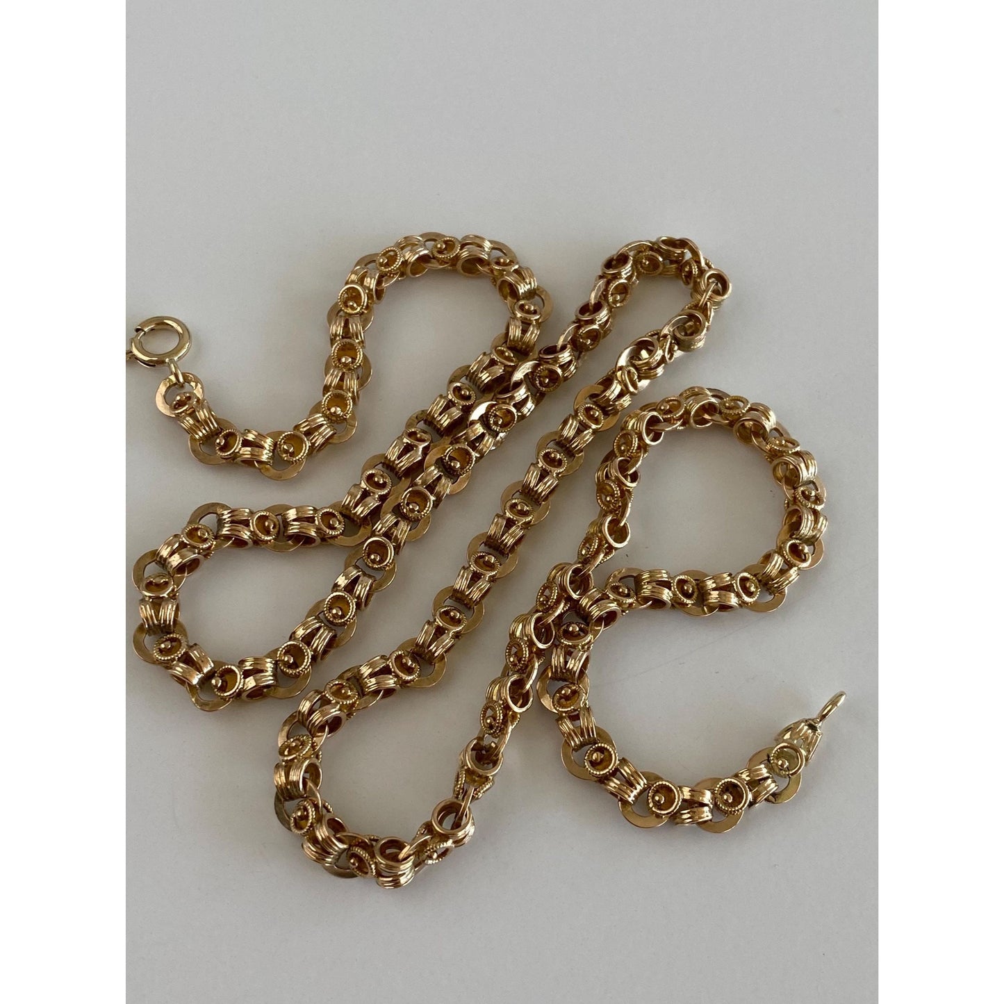 Vintage Solid 14k Yellow Gold Fancy Link Chain Necklace - 19.75 inches