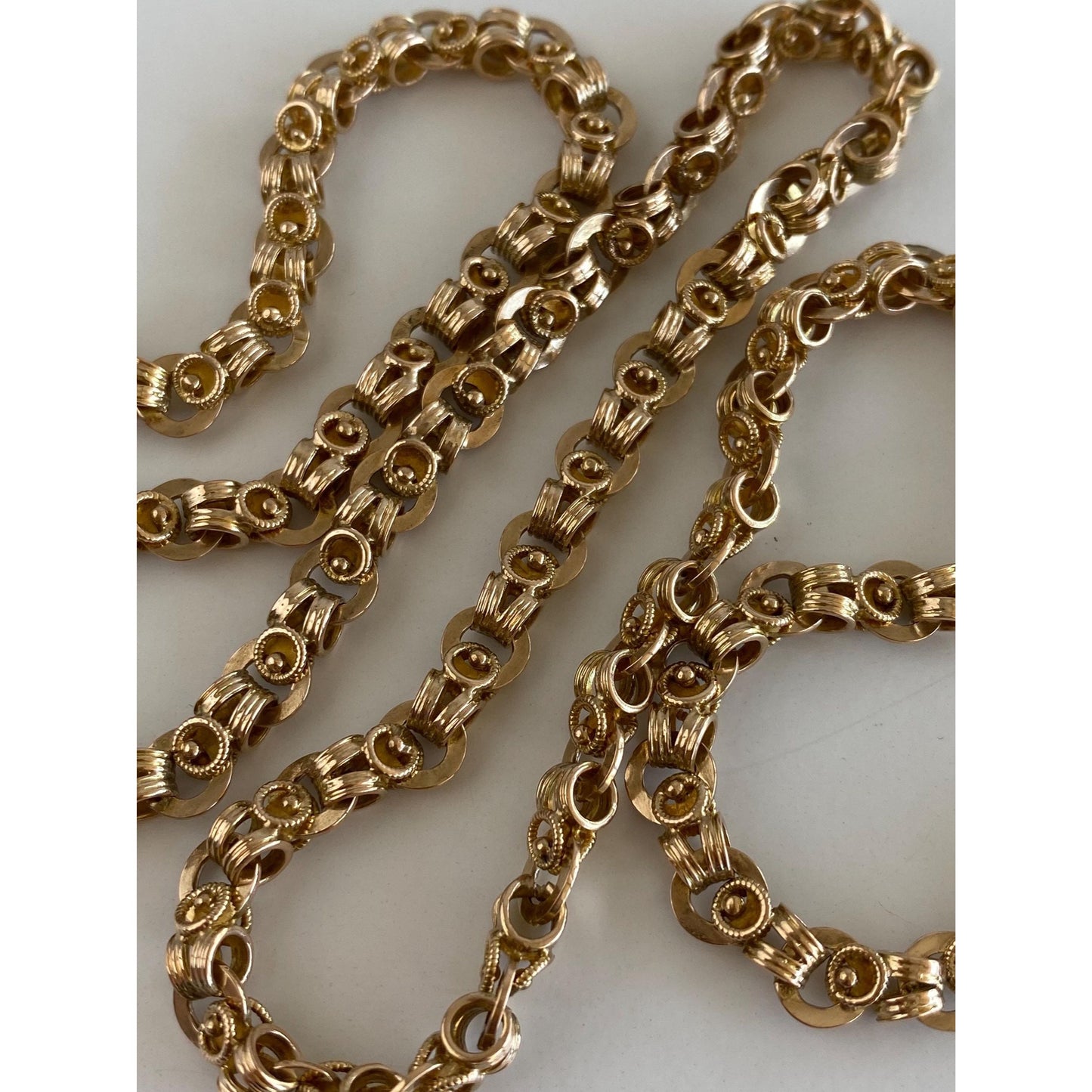 Vintage Solid 14k Yellow Gold Fancy Link Chain Necklace - 19.75 inches