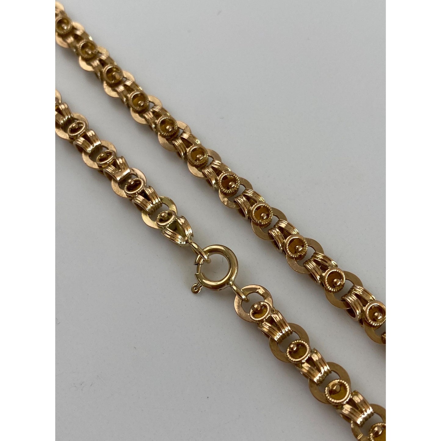 Vintage Solid 14k Yellow Gold Fancy Link Chain Necklace - 19.75 inches