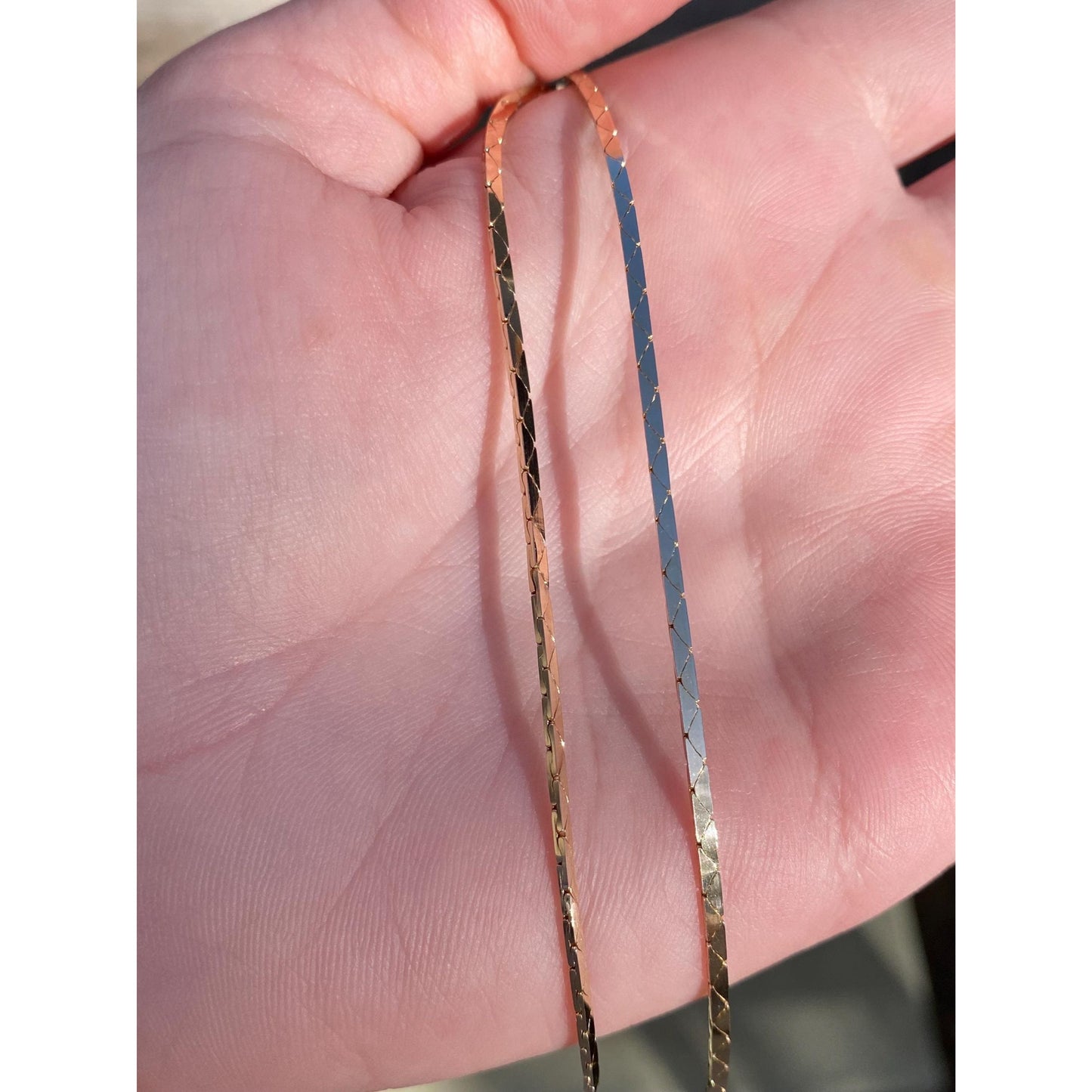 Vintage Solid 14k Yellow Gold Triangle Link Chain Necklace - 18 inches