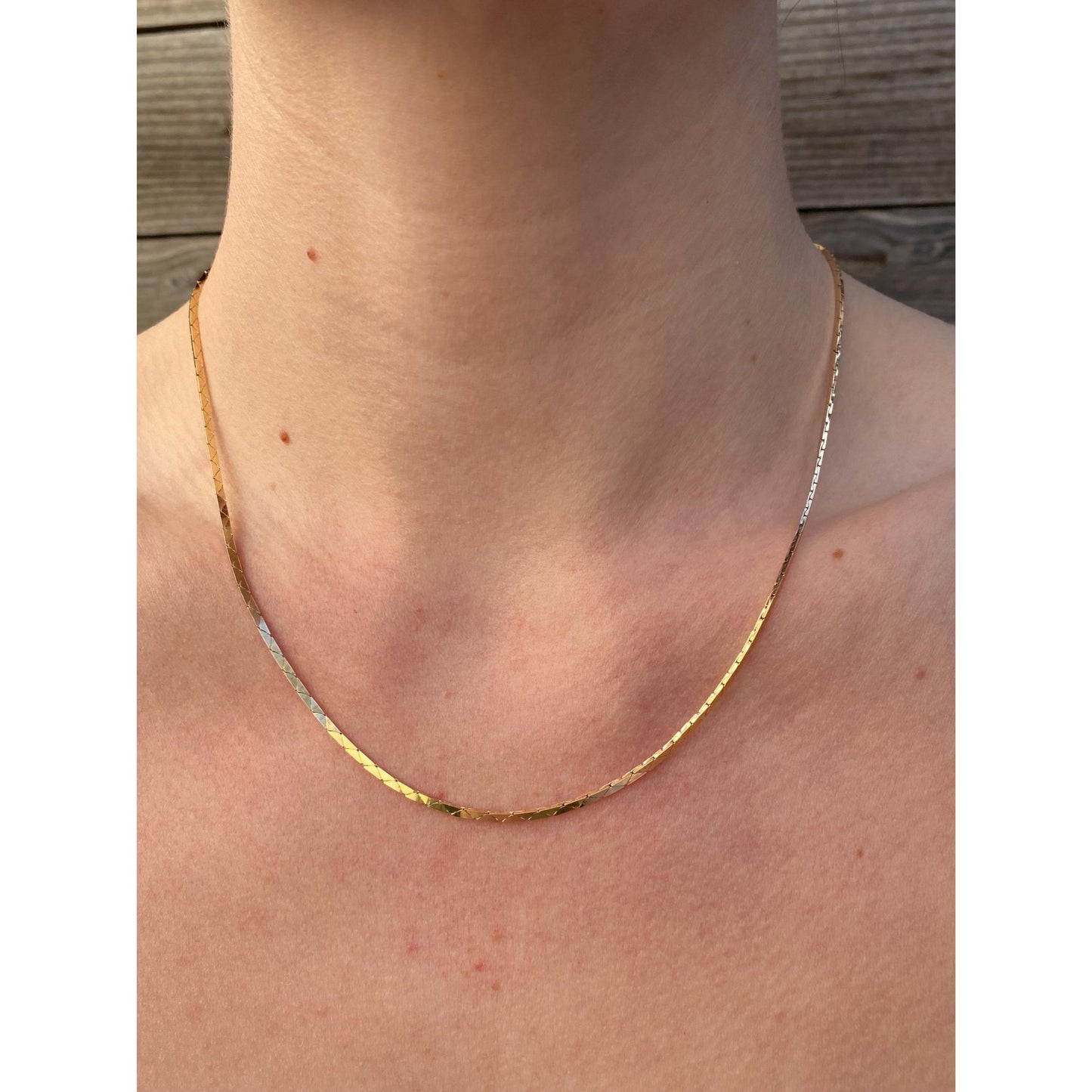 Vintage Solid 14k Yellow Gold Triangle Link Chain Necklace - 18 inches