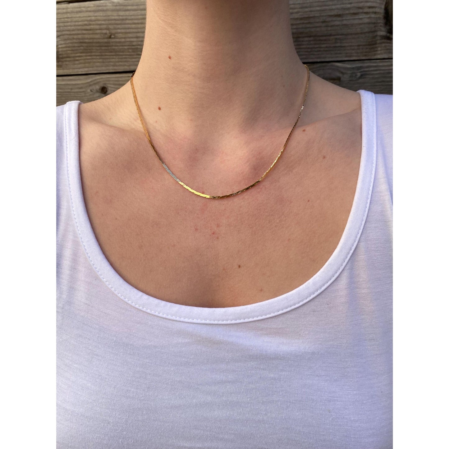 Vintage Solid 14k Yellow Gold Triangle Link Chain Necklace - 18 inches