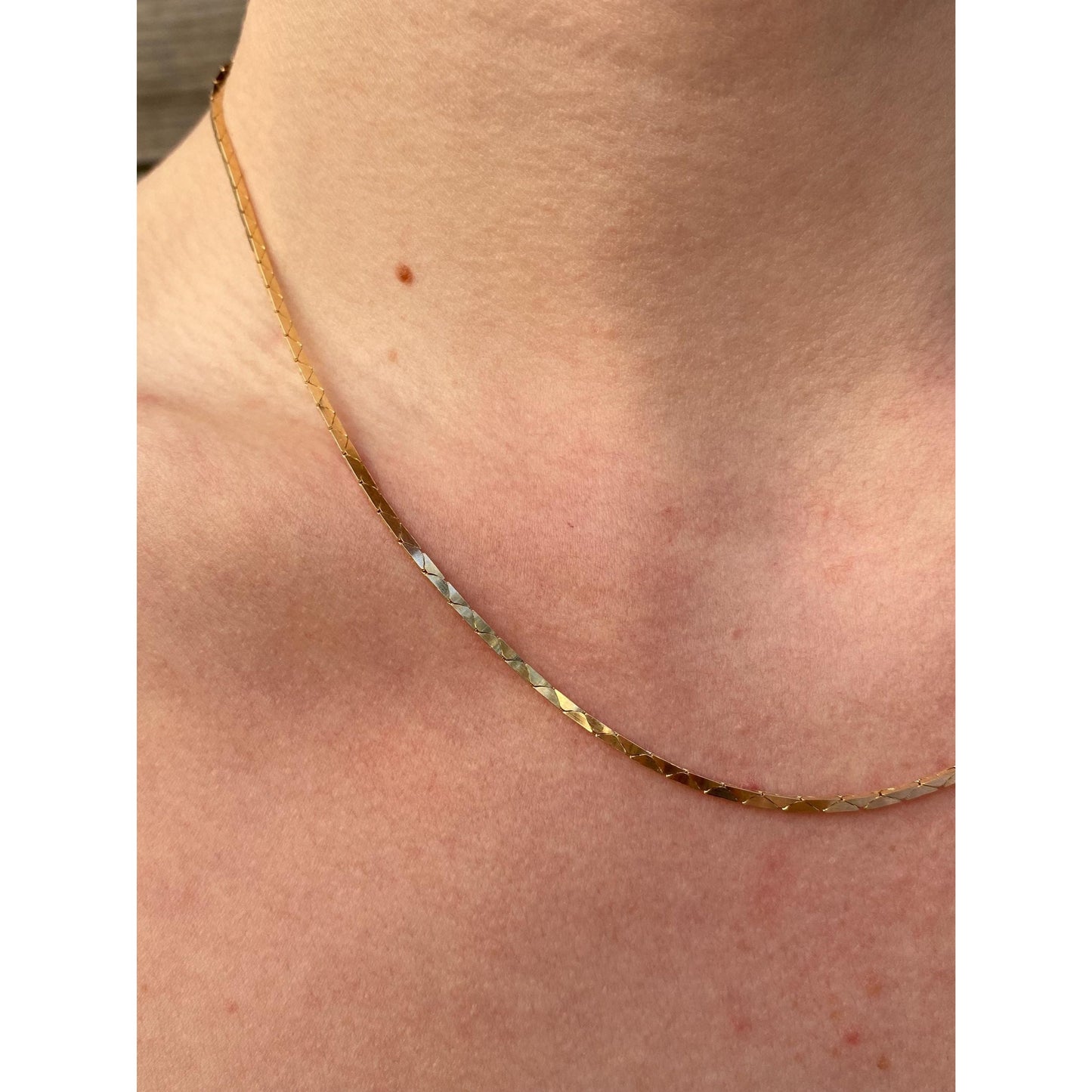 Vintage Solid 14k Yellow Gold Triangle Link Chain Necklace - 18 inches