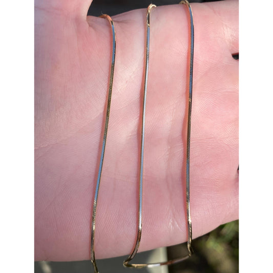 Vintage Solid 14k Yellow Gold Square Snake Chain Necklace - 18 inches