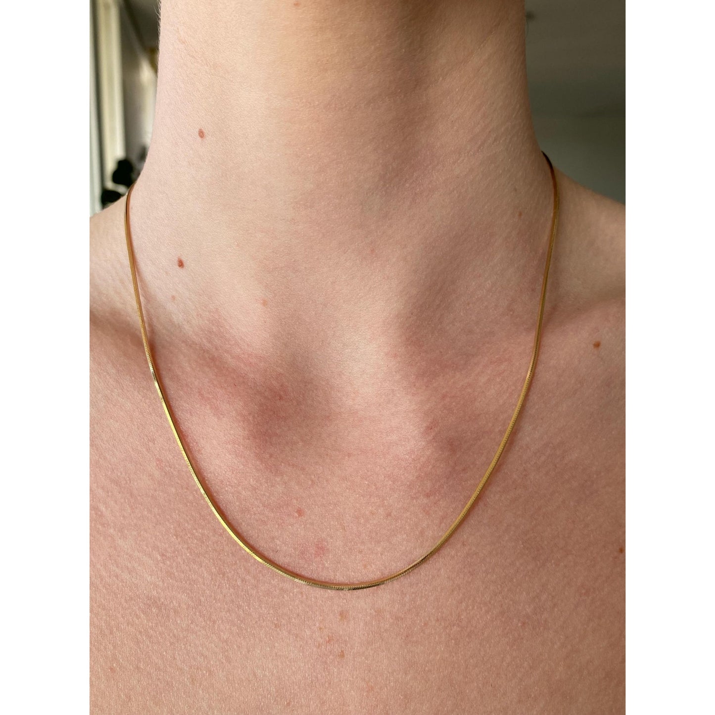 Vintage Solid 14k Yellow Gold Square Snake Chain Necklace - 18 inches