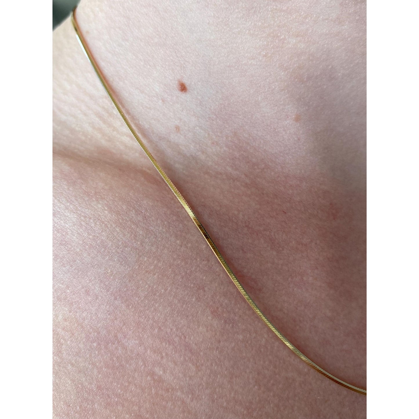 Vintage Solid 14k Yellow Gold Square Snake Chain Necklace - 18 inches