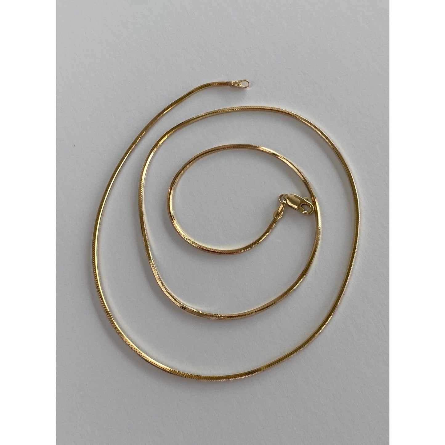 Vintage Solid 14k Yellow Gold Square Snake Chain Necklace - 18 inches