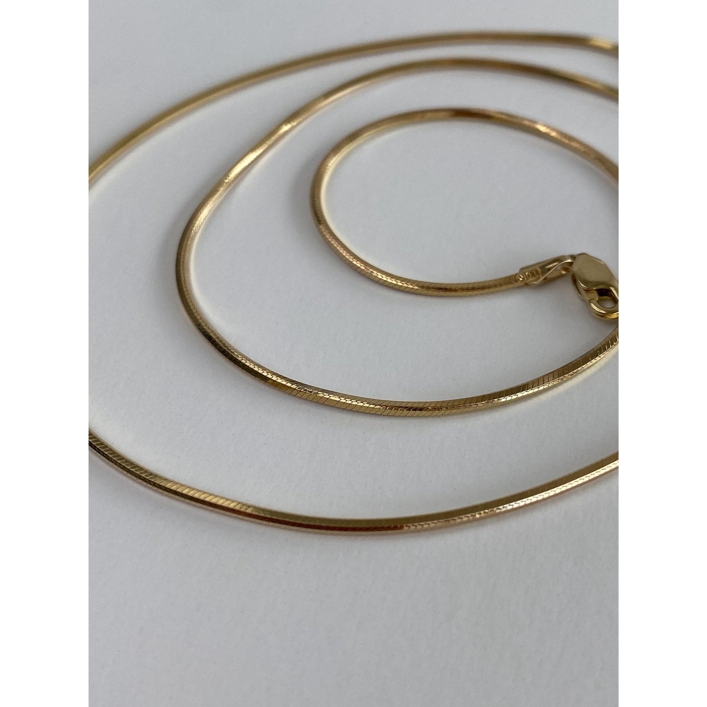 Vintage Solid 14k Yellow Gold Square Snake Chain Necklace - 18 inches