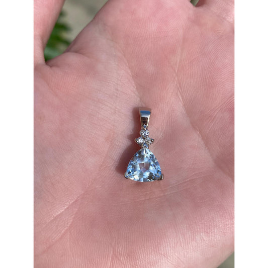 Vintage Solid 18k White Gold Diamond Aquamarine Charm