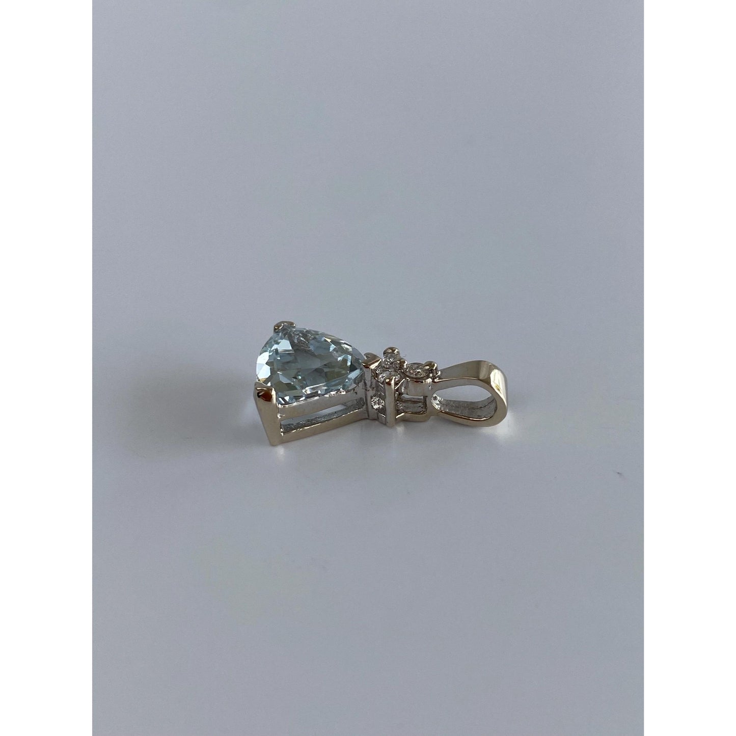 Vintage Solid 18k White Gold Diamond Aquamarine Charm
