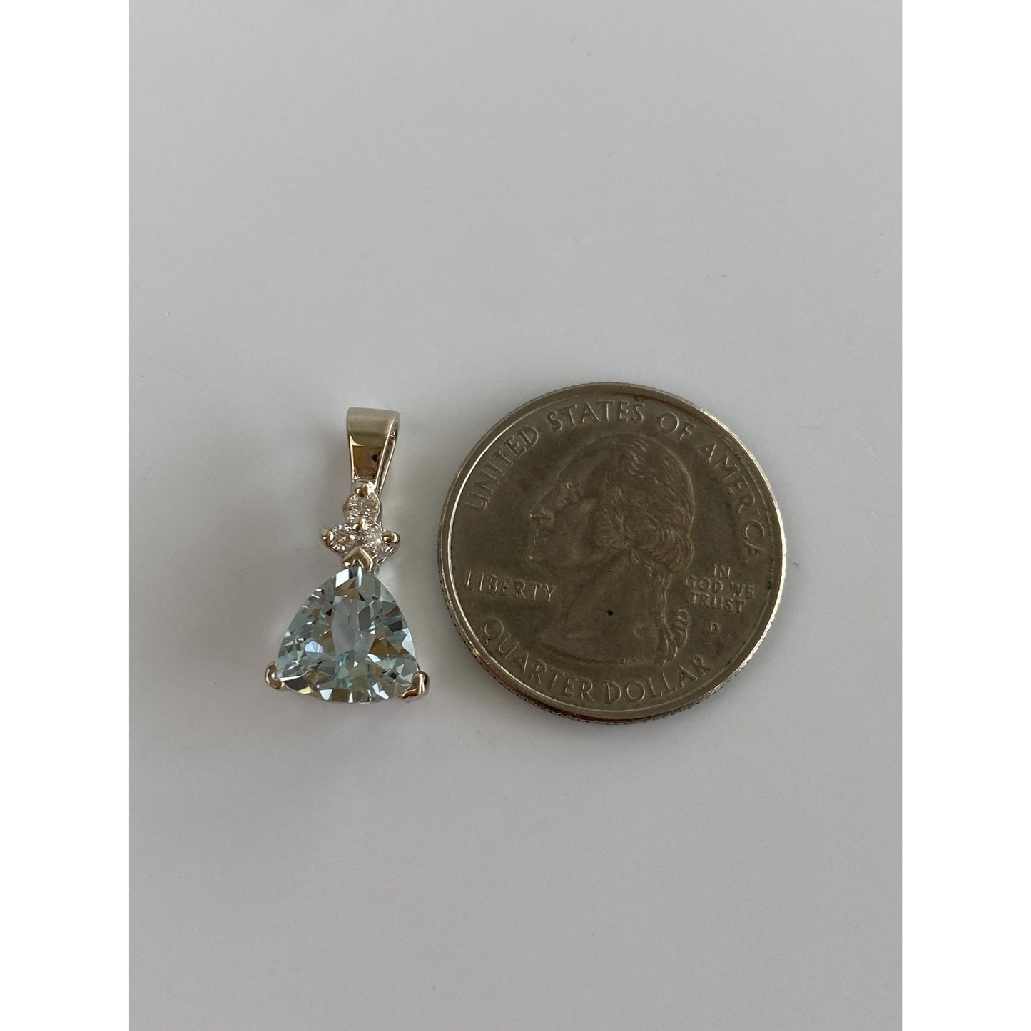 Vintage Solid 18k White Gold Diamond Aquamarine Charm
