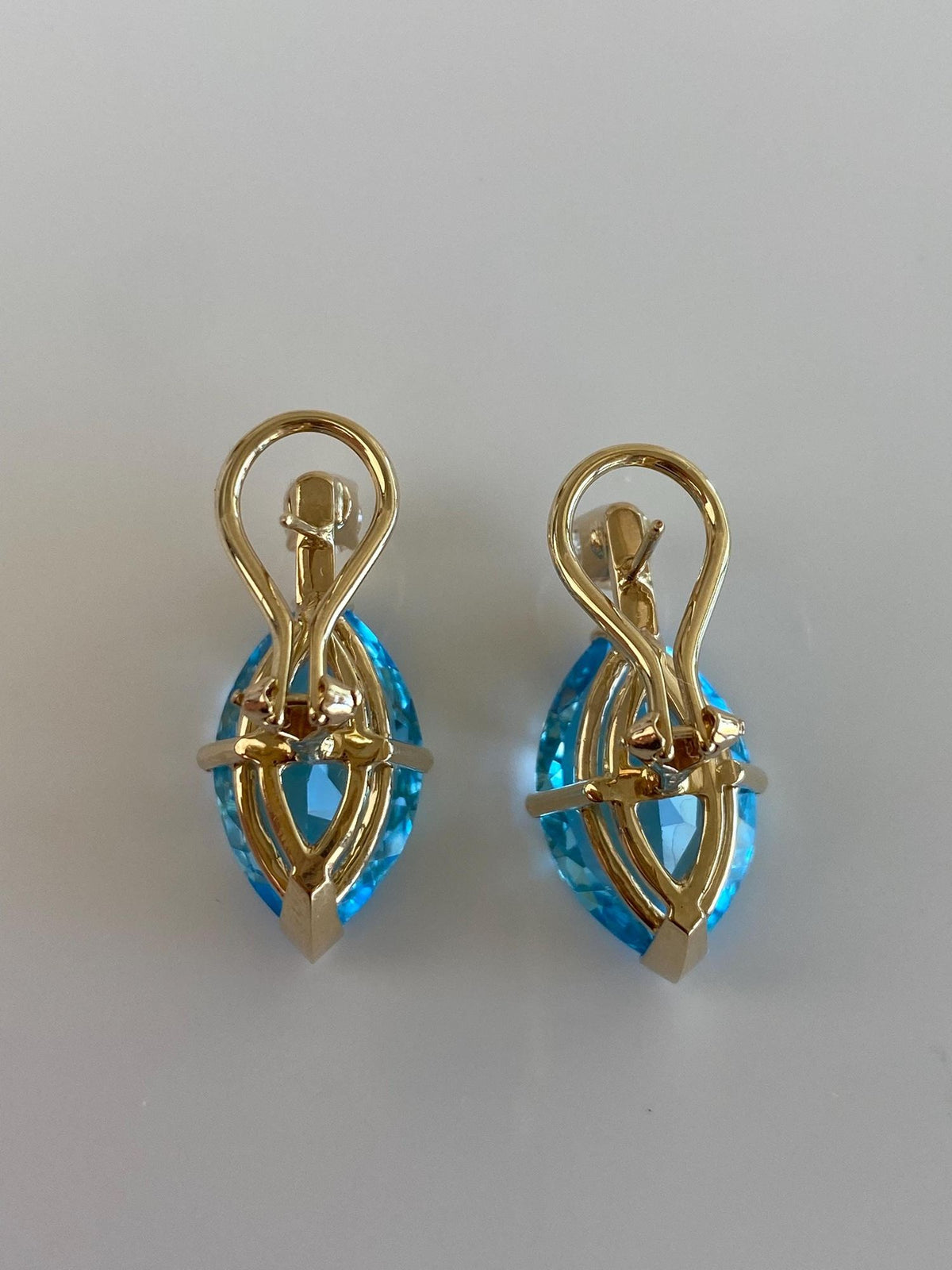 Vintage Solid 14k Yellow Gold Topaz Diamond Drop Earrings