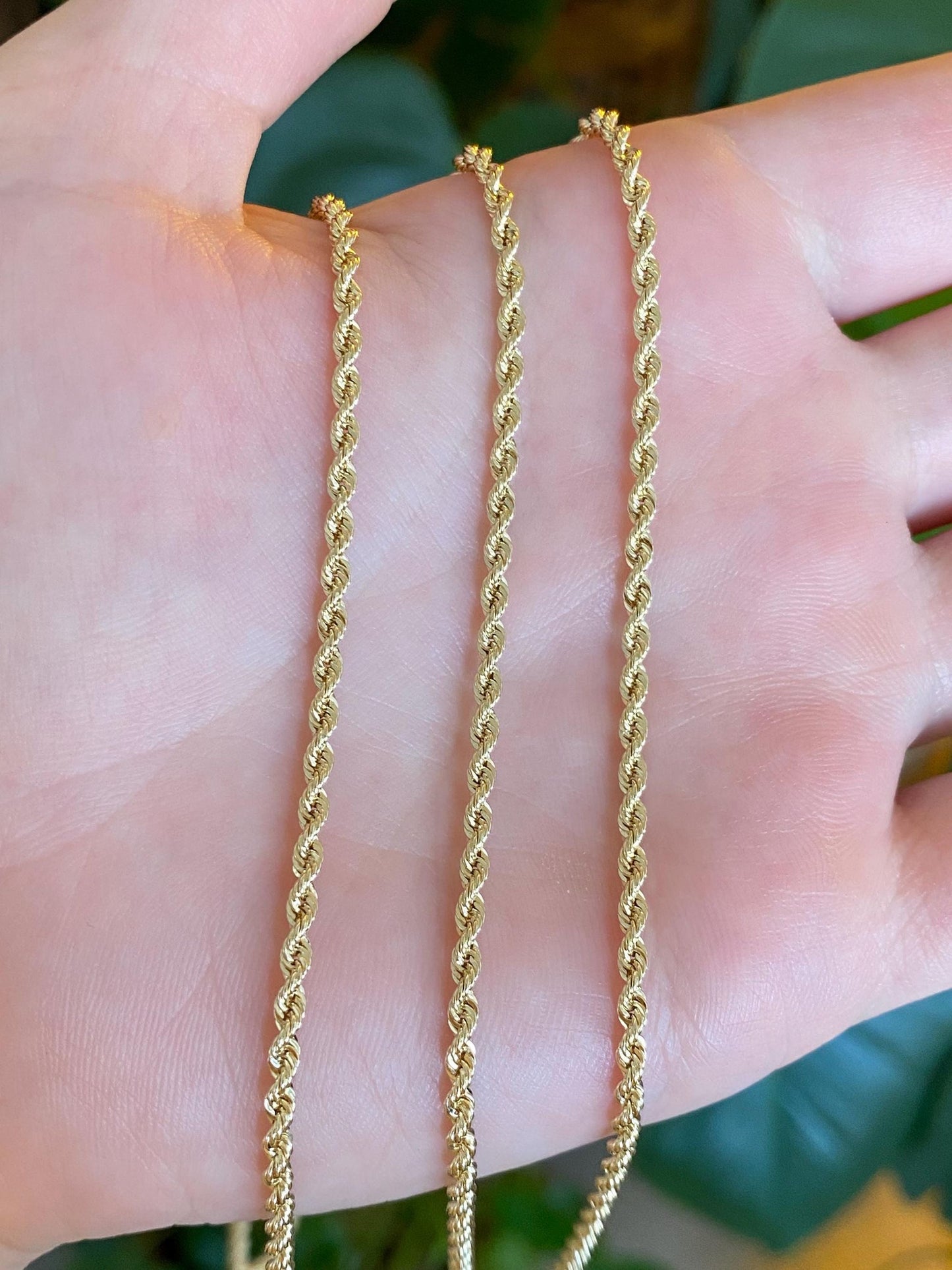 Vintage Solid 14k Yellow Gold Long Slim Rope Chain Necklace - 30 inches