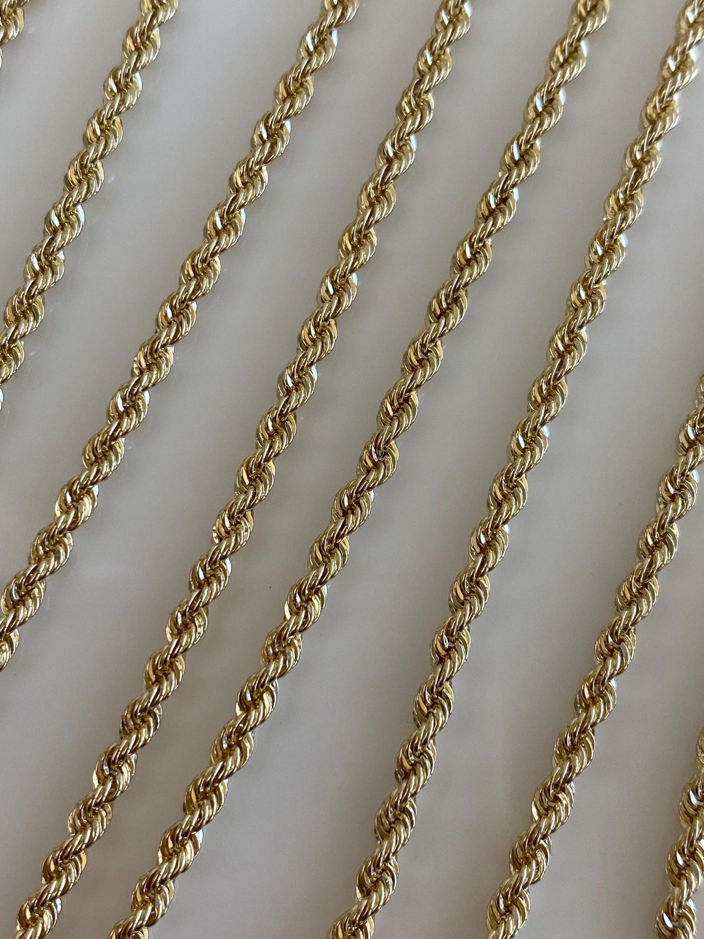 Vintage Solid 14k Yellow Gold Long Slim Rope Chain Necklace - 30 inches