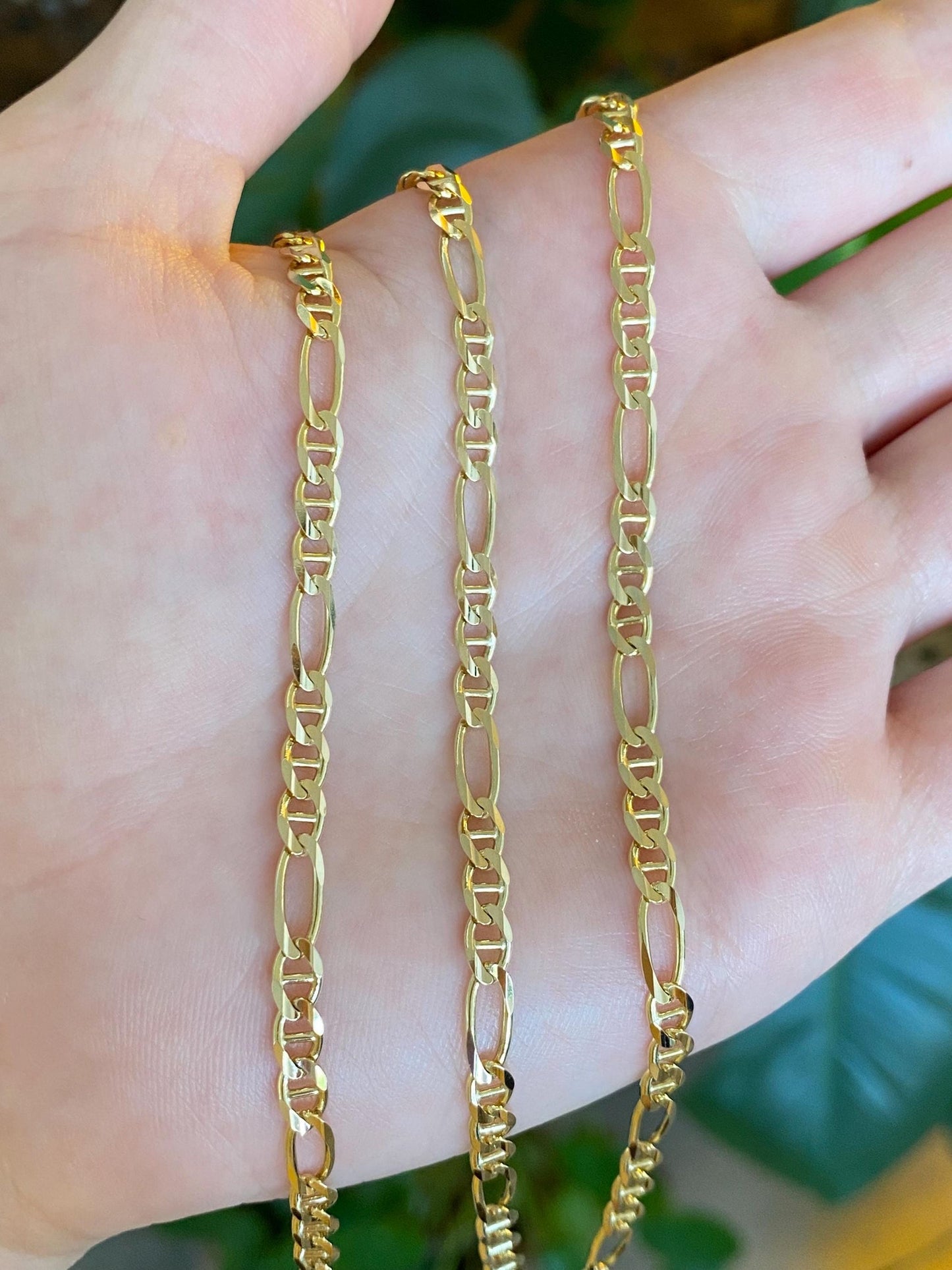 Vintage Solid 14k Yellow Gold Mariner Figaro Chain Necklace - 23.75 inches