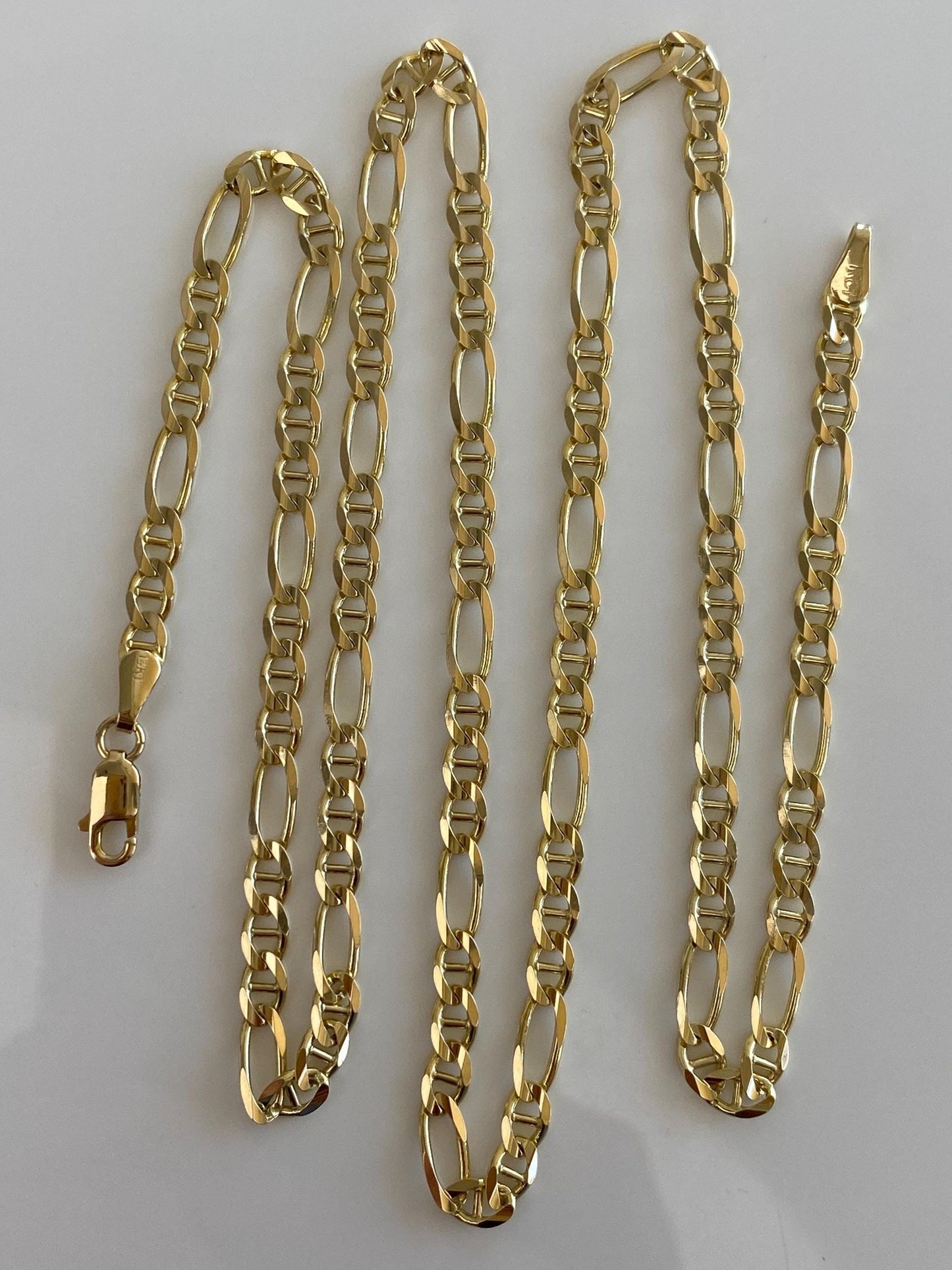 Vintage Solid 14k Yellow Gold Mariner Figaro Chain Necklace - 23.75 inches