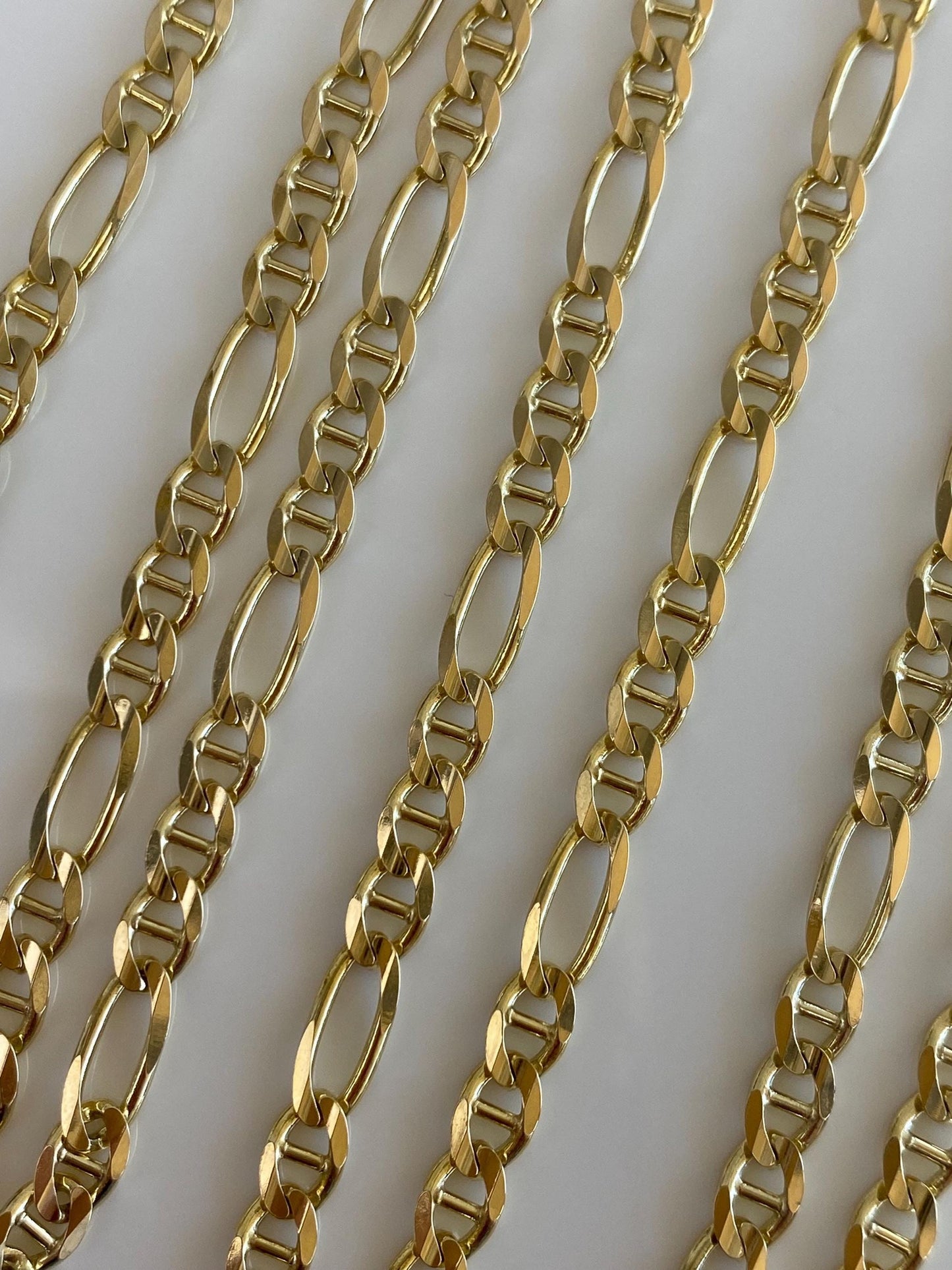Vintage Solid 14k Yellow Gold Mariner Figaro Chain Necklace - 23.75 inches