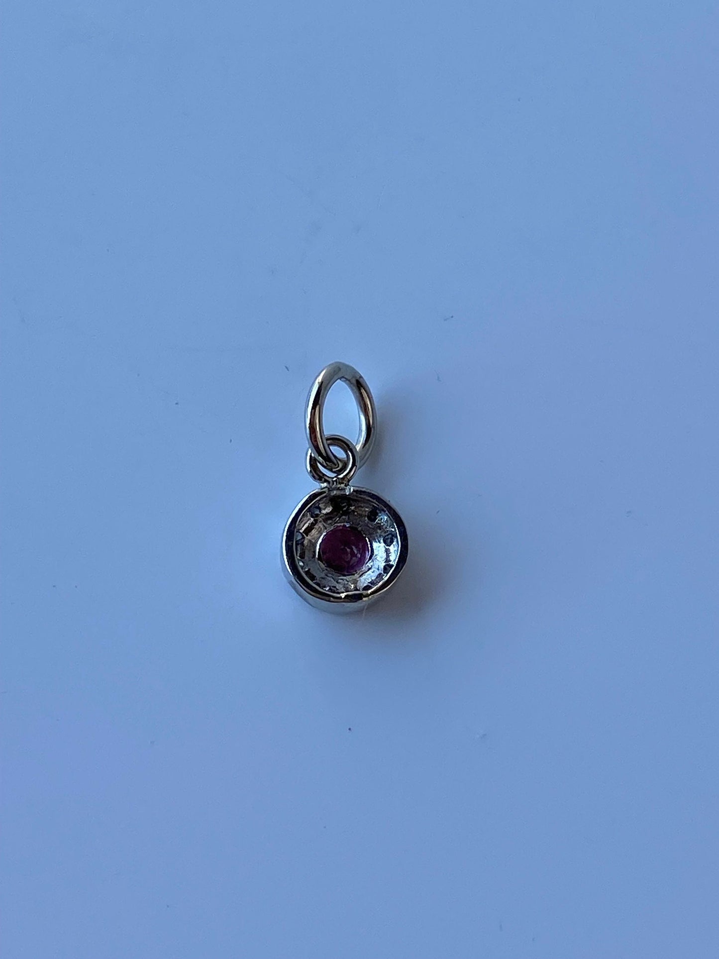 Vintage Solid 14k White Gold Little Pink Tourmaline & Diamond Charm