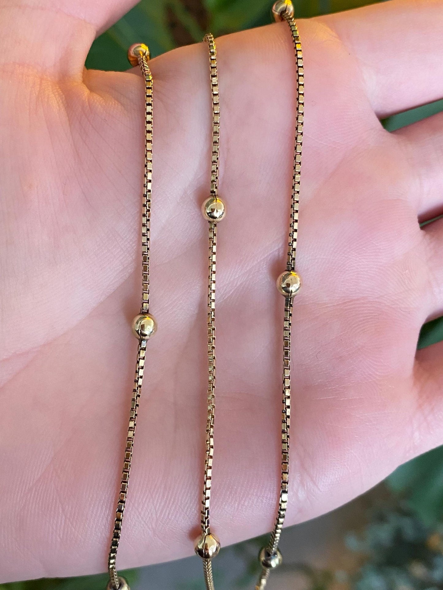 Vintage Solid 14k Yellow Gold Ball Box Chain Necklace - 20.75 inches