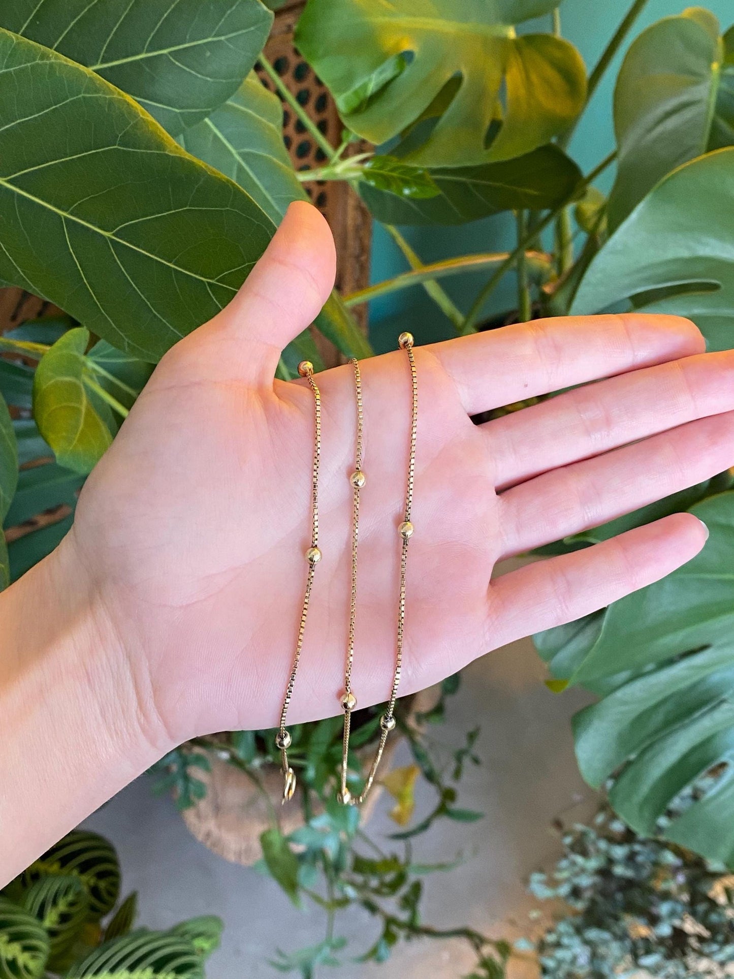 Vintage Solid 14k Yellow Gold Ball Box Chain Necklace - 20.75 inches