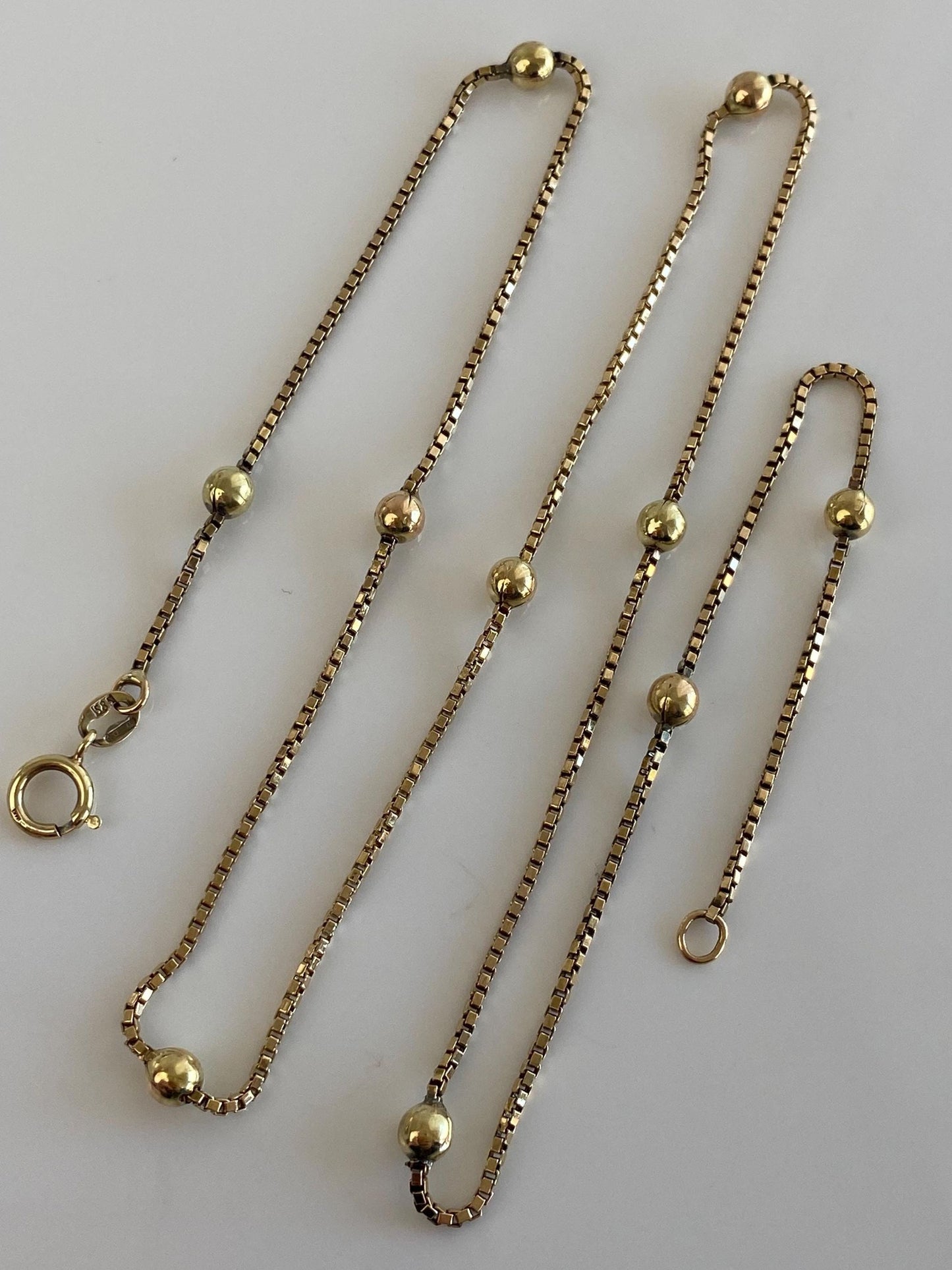 Vintage Solid 14k Yellow Gold Ball Box Chain Necklace - 20.75 inches