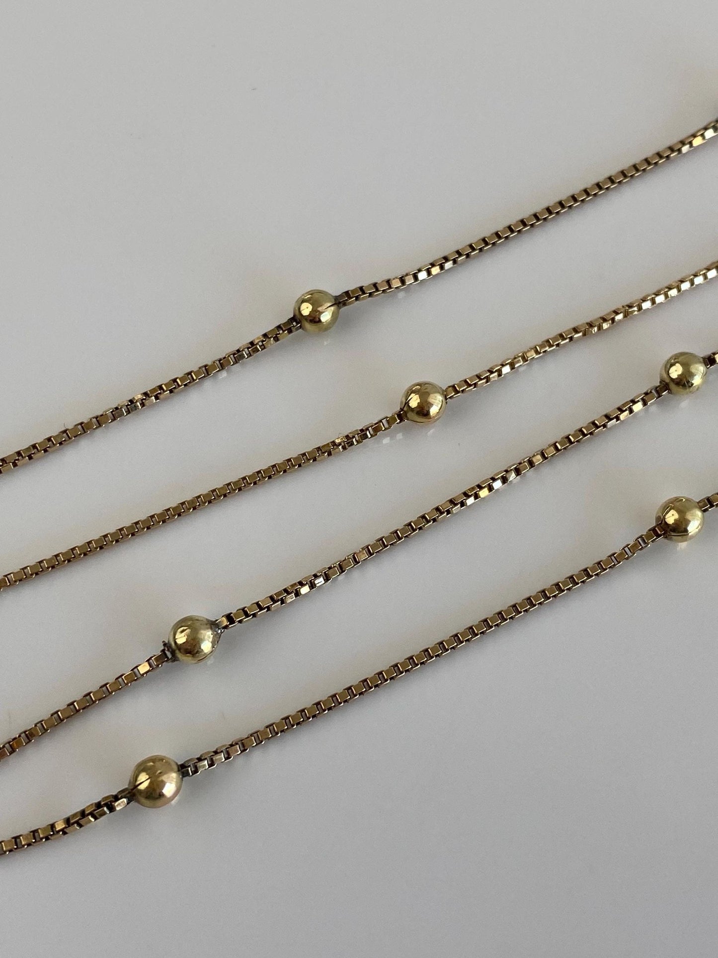 Vintage Solid 14k Yellow Gold Ball Box Chain Necklace - 20.75 inches