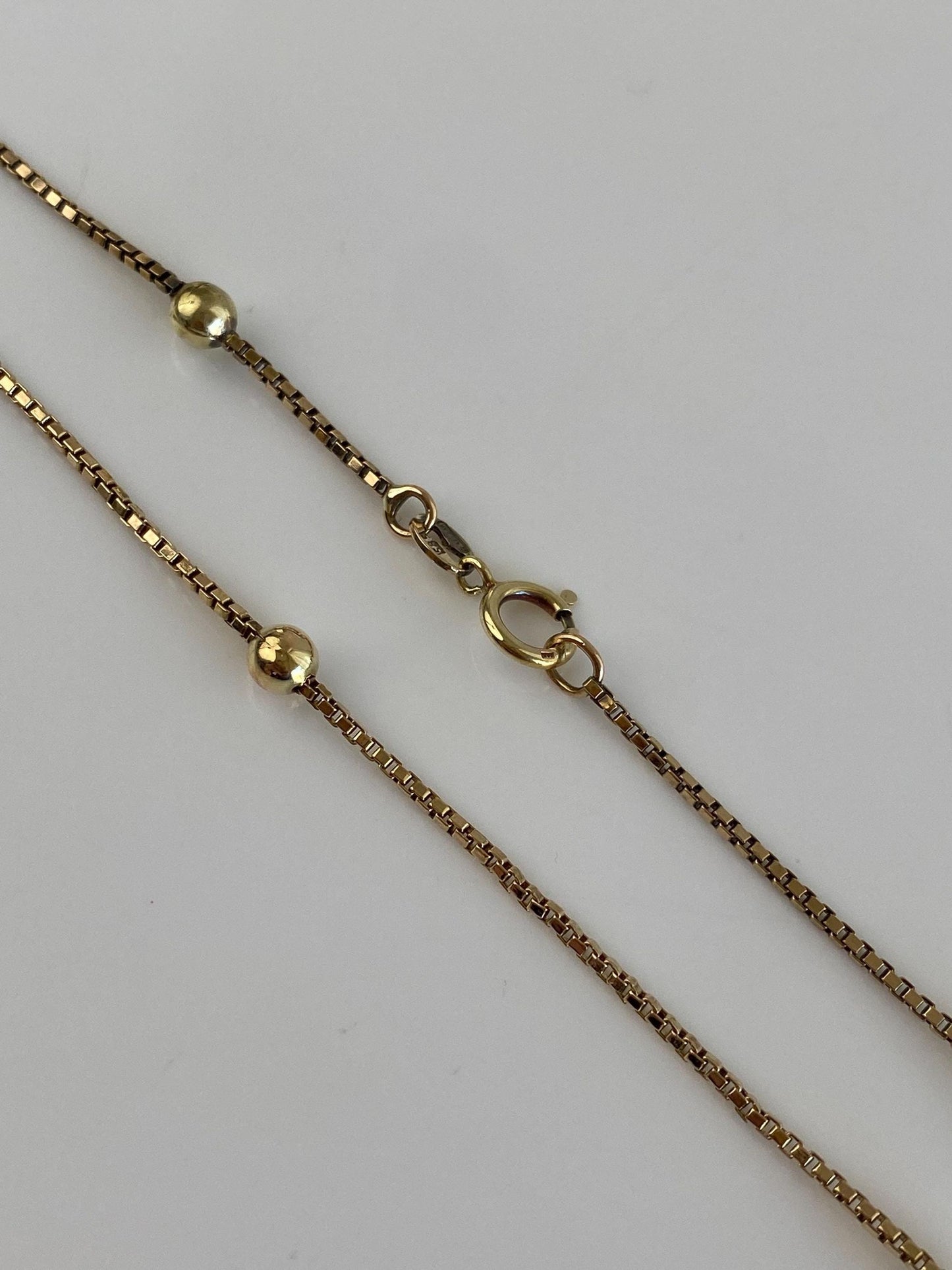 Vintage Solid 14k Yellow Gold Ball Box Chain Necklace - 20.75 inches