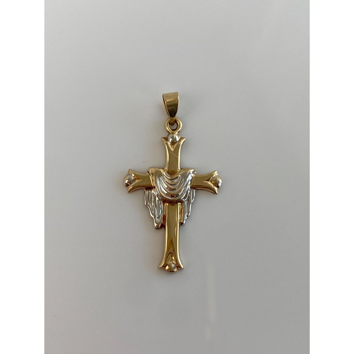 Vintage 14k White & Yellow Gold Cross Charm