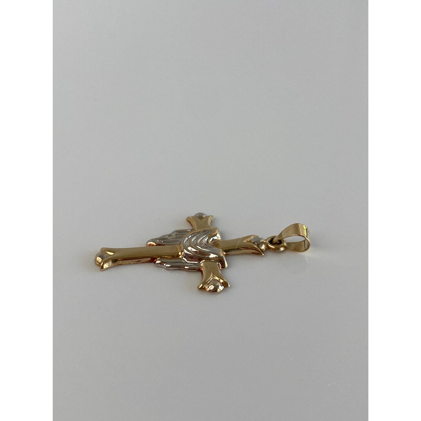 Vintage 14k White & Yellow Gold Cross Charm